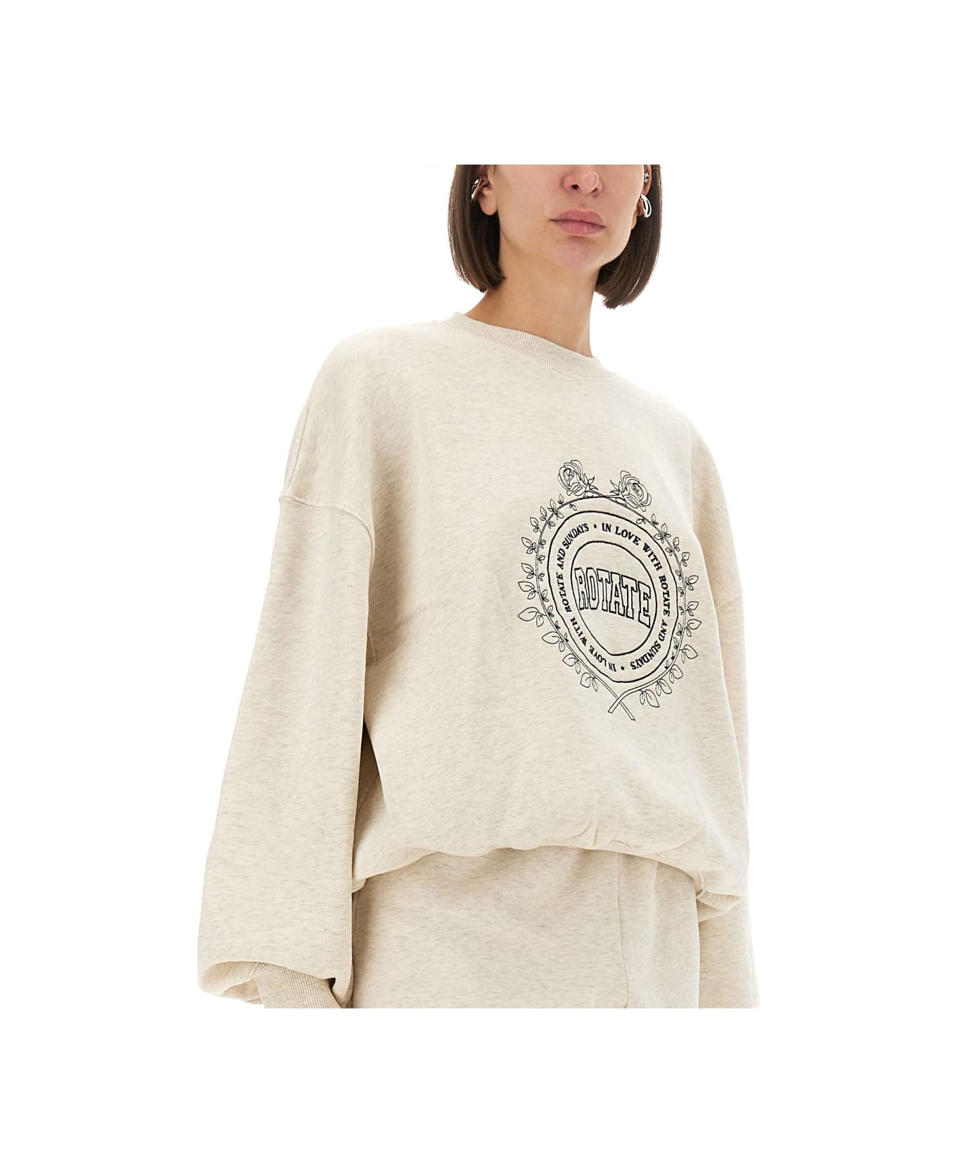 Rotate by Birger Christensen Sweatshirt With Logo - WHITE MELANGE