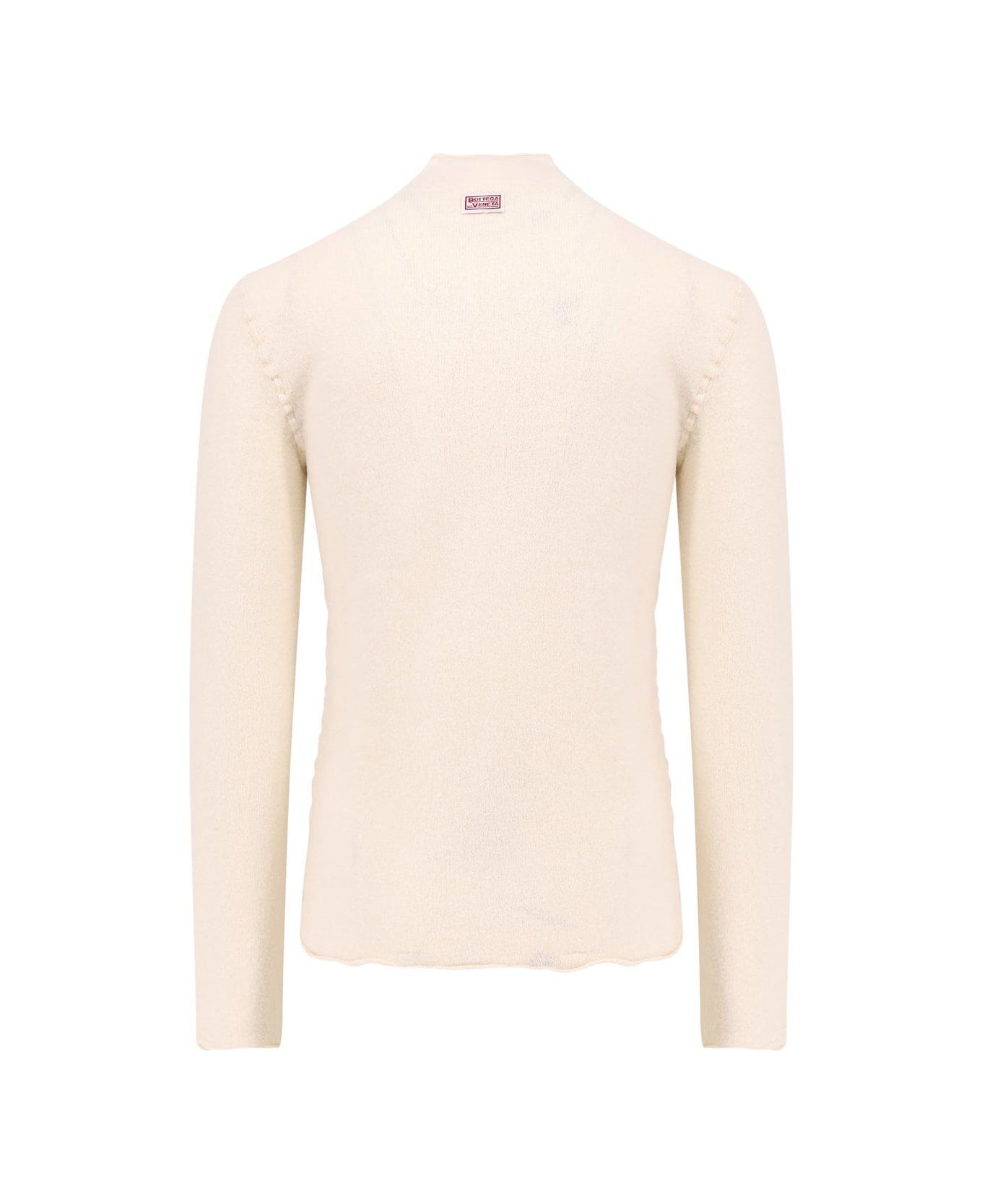 Bottega Veneta High Neck Knitted Top - White