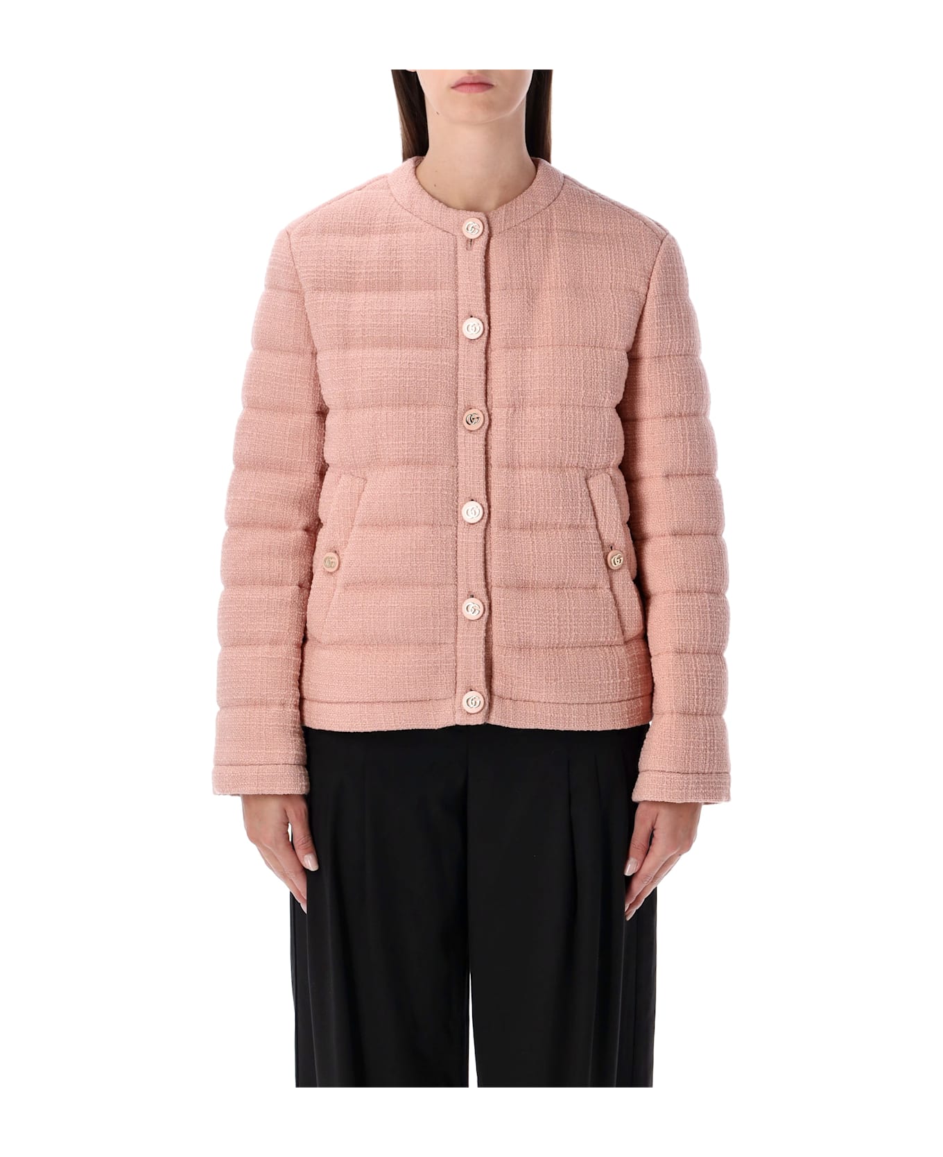 Gucci Light Pink Wool Tweed Padded Jacket - LIGHT PHARD