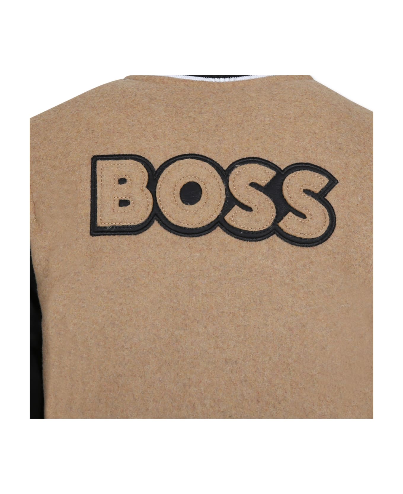 Hugo Boss Beige Bomber Jacket For Boy With Logo - Beige