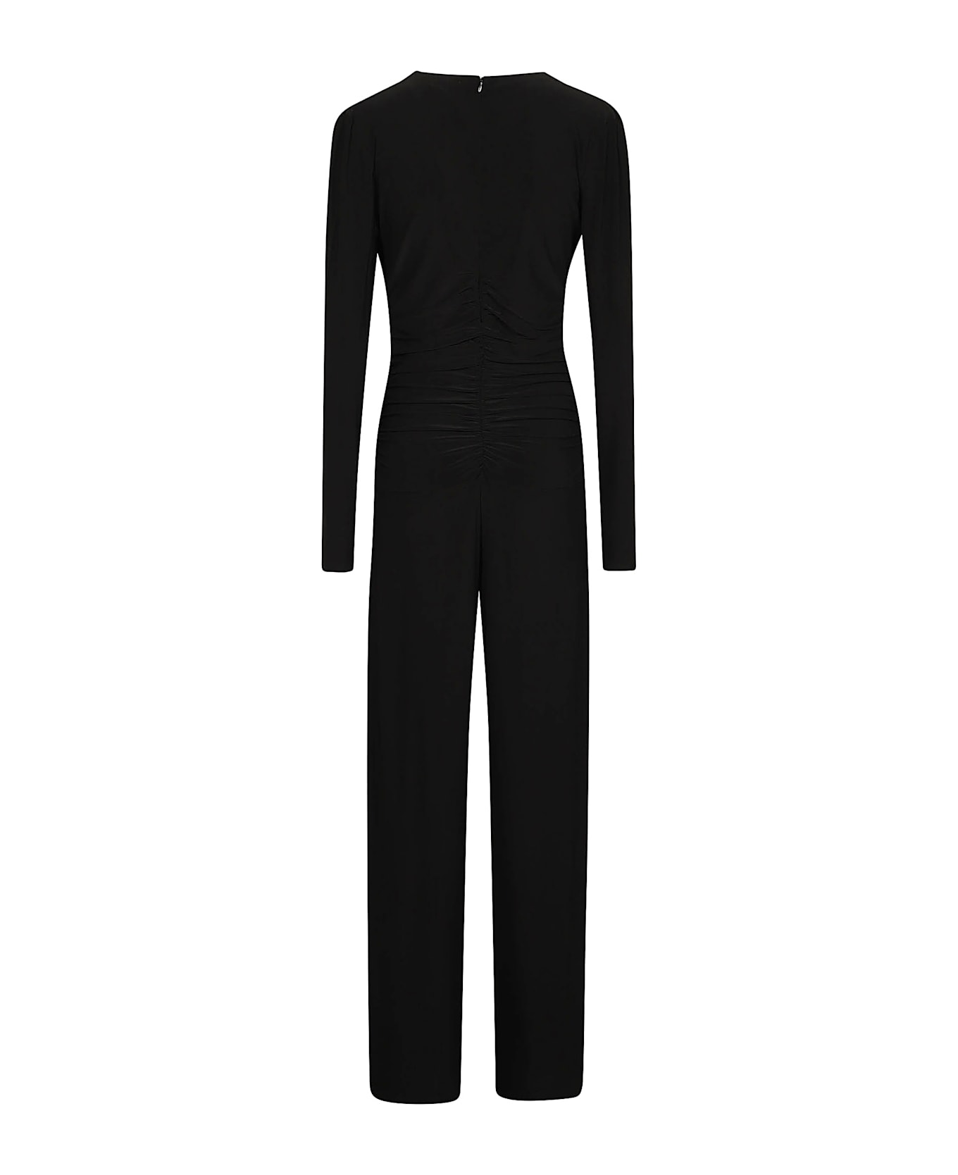Norma Kamali Long Sleeve V Neck Jumpsuit - Black