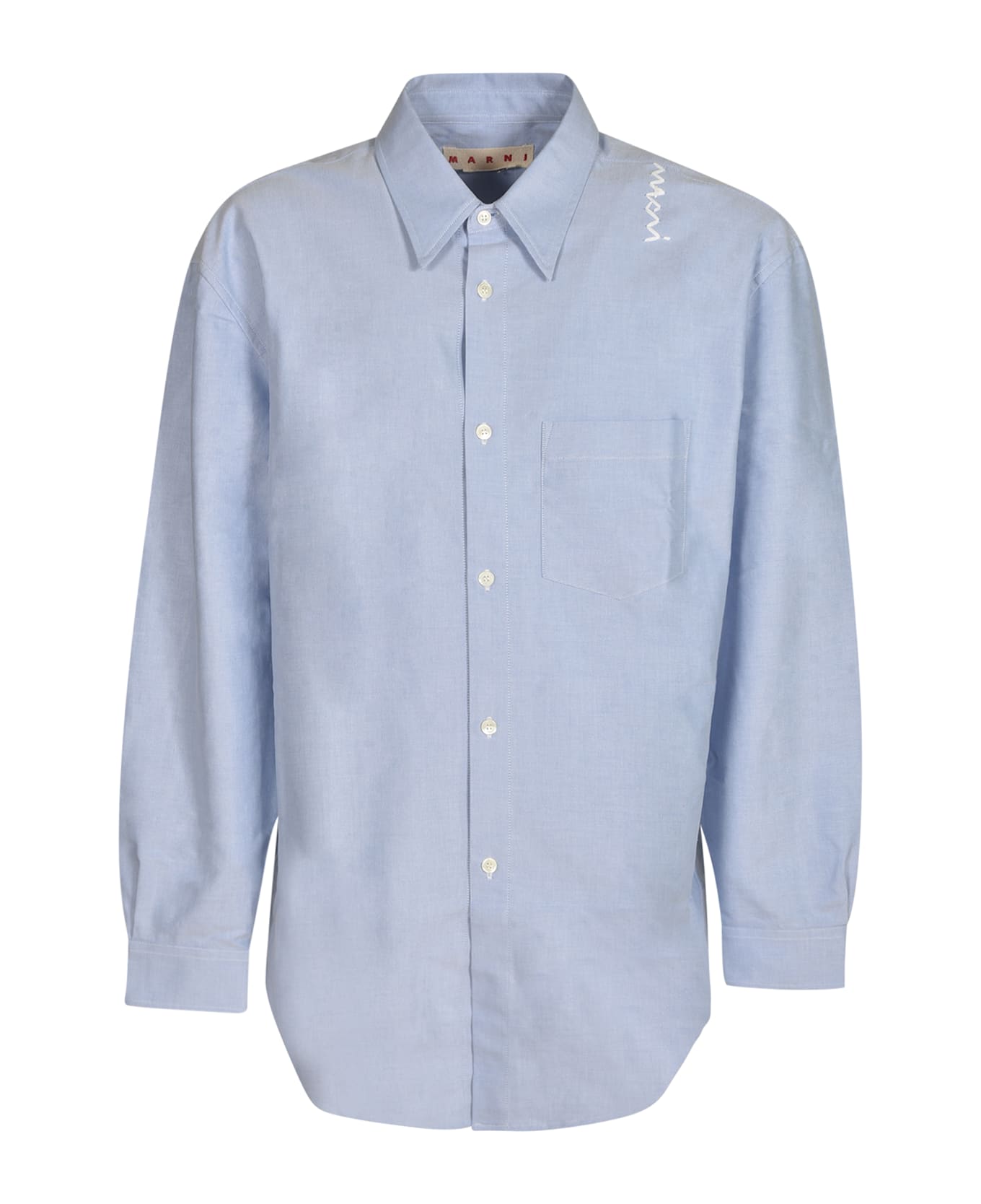 Marni Logo Embroidery Oversized Shirt - Sapphire