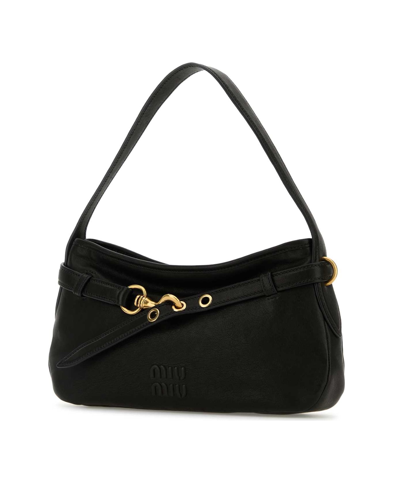 Miu Miu Black Nappa Leather Avenue Shoulder Bag - Nero