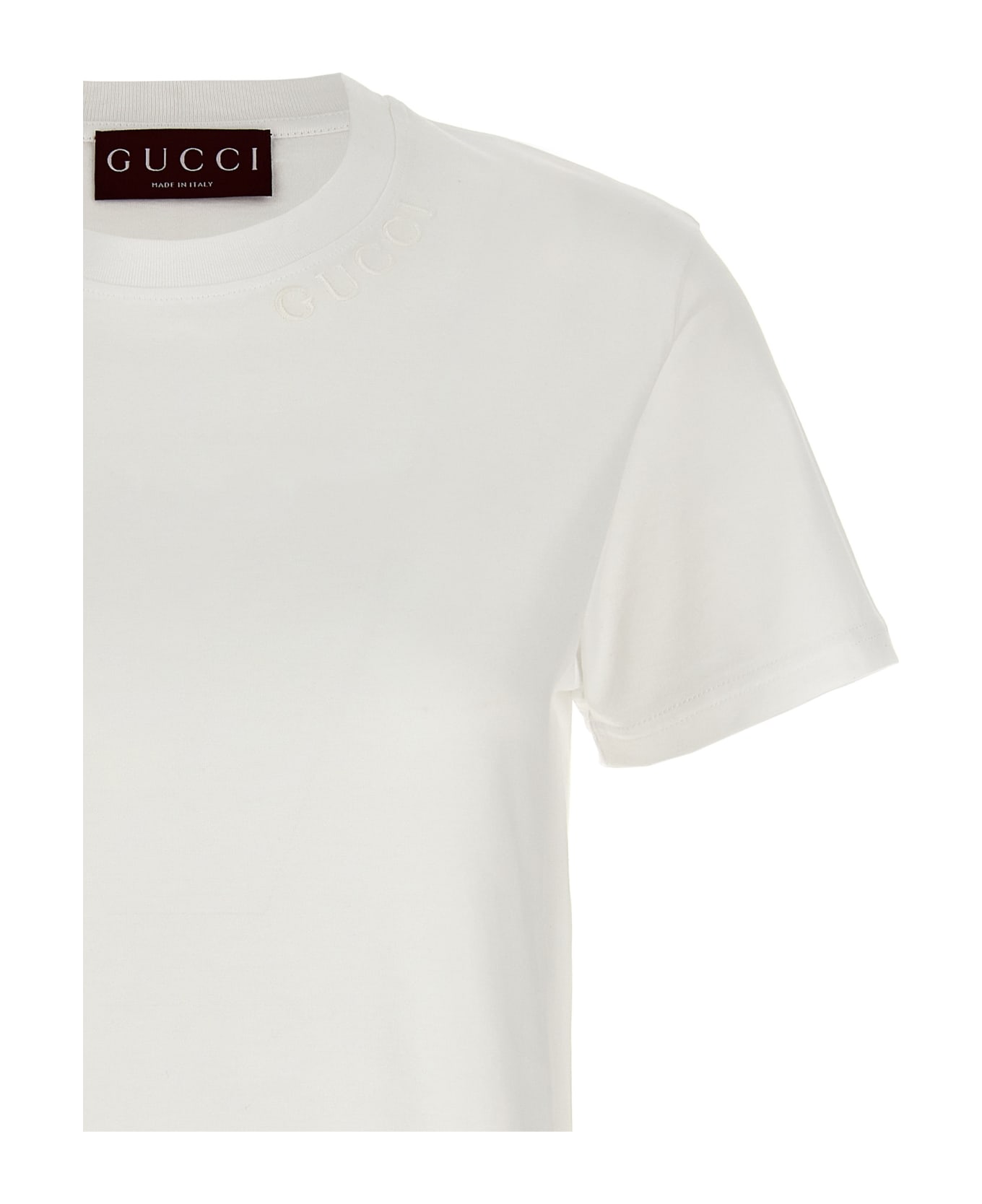 Gucci Logo Embroidery T-shirt - White