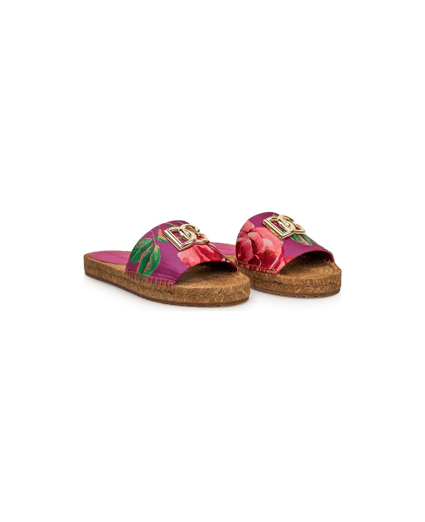 Dolce & Gabbana Espadrille With Flowers - MULTICOLOR FUXIA