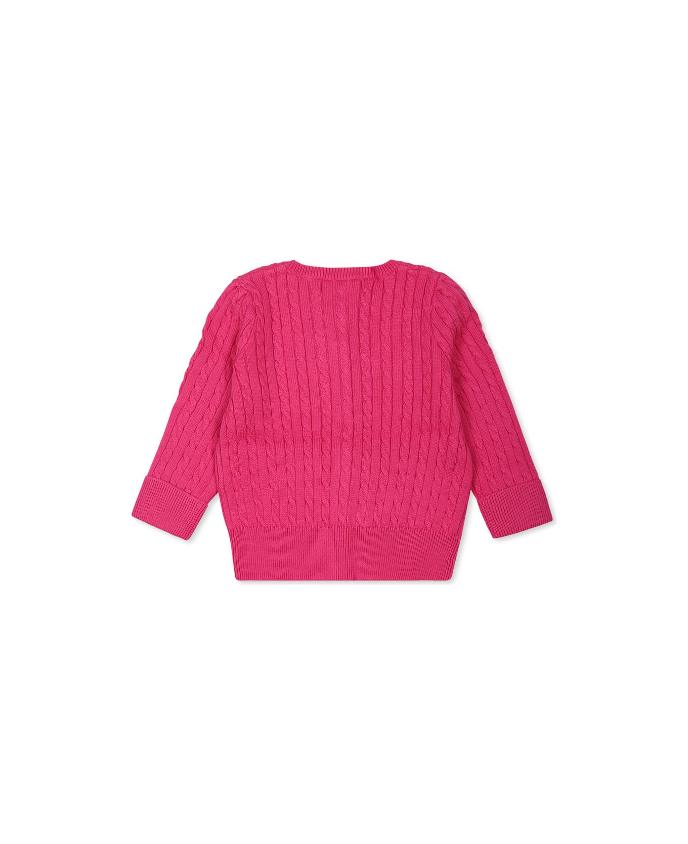 Ralph Lauren Fuchsia Cardigan For Baby Girl With Horse - Fuchsia