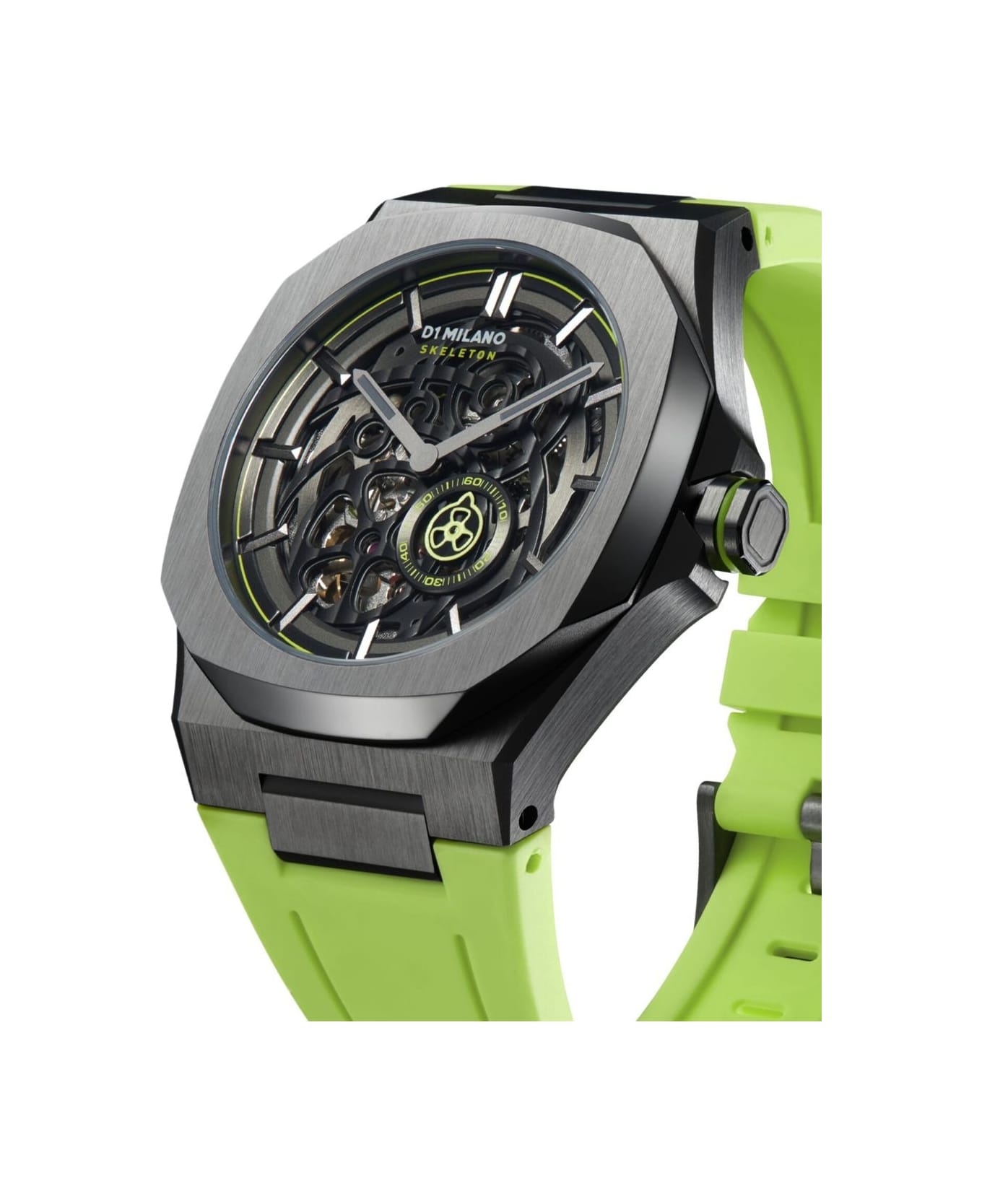 D1 Milano Slice Lime Skeleton Rubber Skrj15 Watch - Green