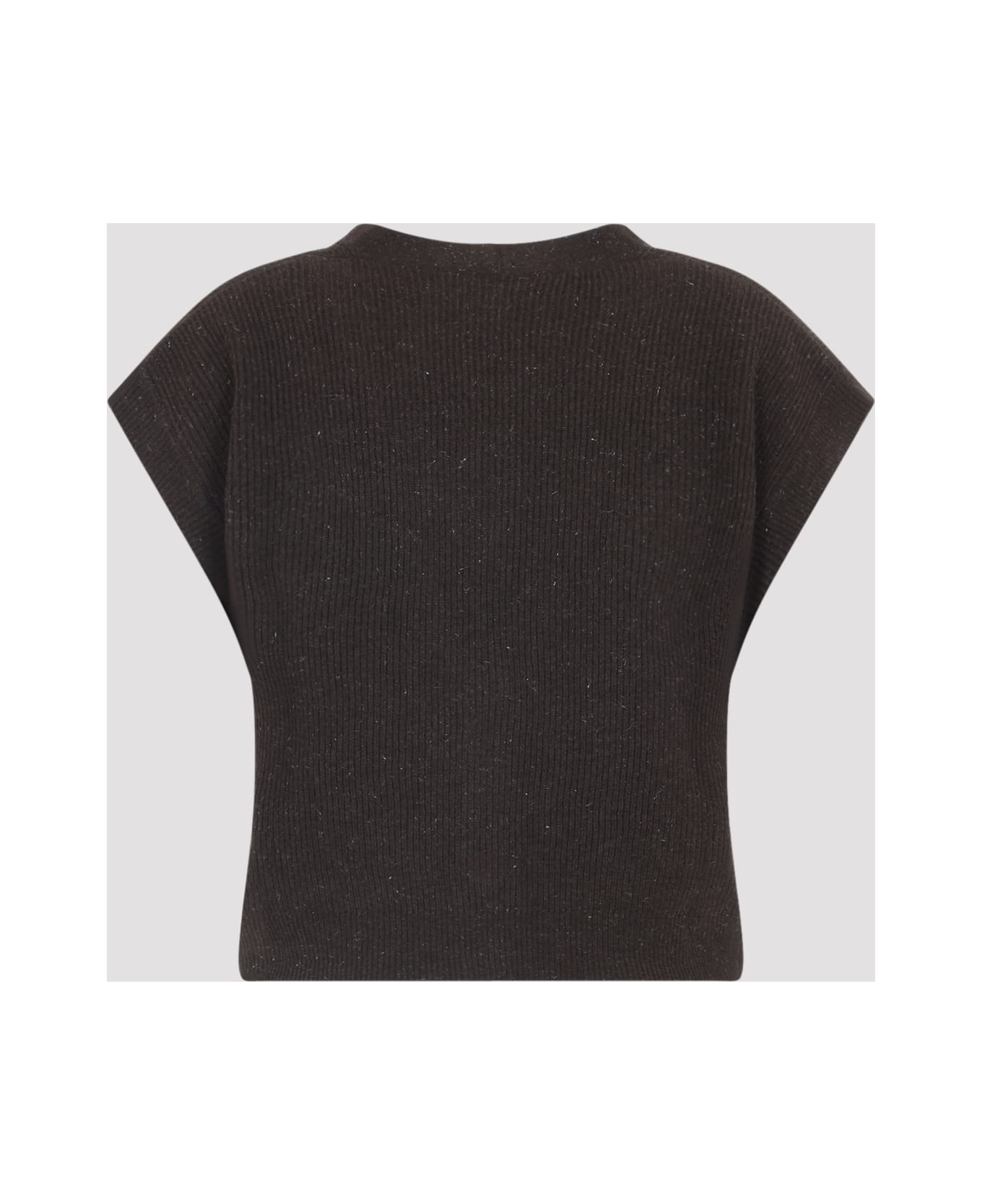 Peserico Lurex Sleeveless Cardigan - Marrone Ebano