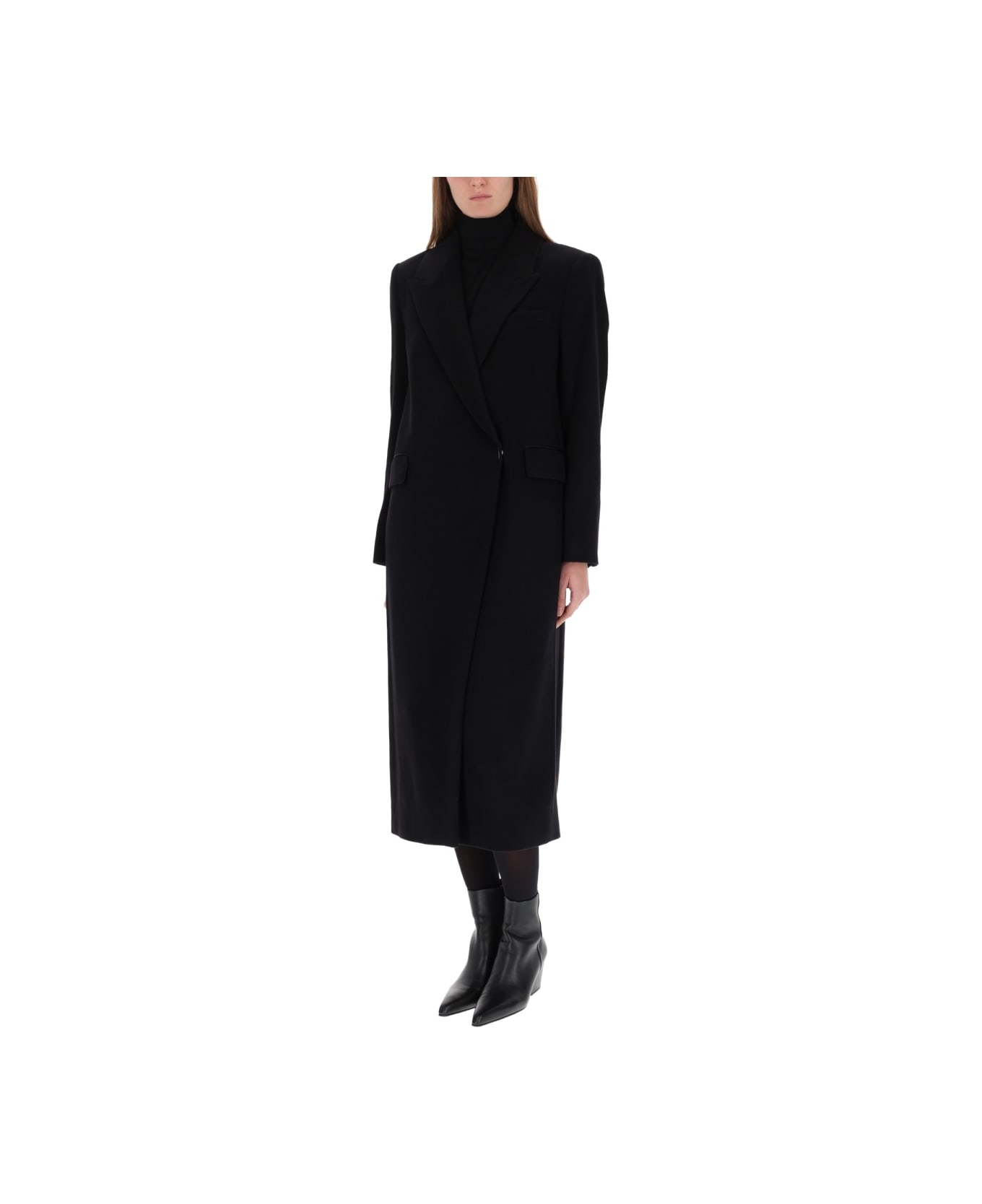 Hugo Boss Double-breasted Midi Coat - BLACK