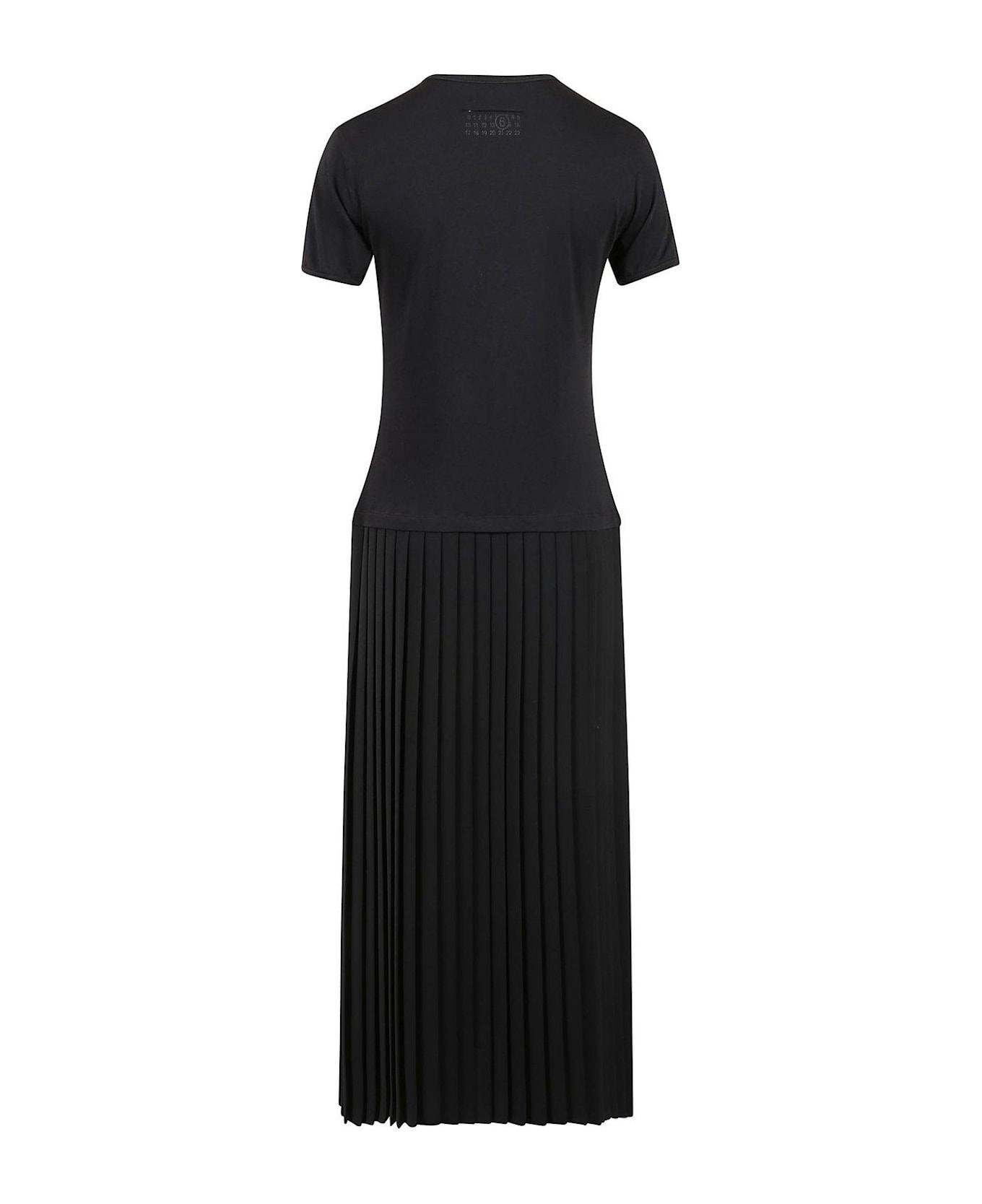 MM6 Maison Margiela Pleated Maxi Jersey Dress - Black/Black