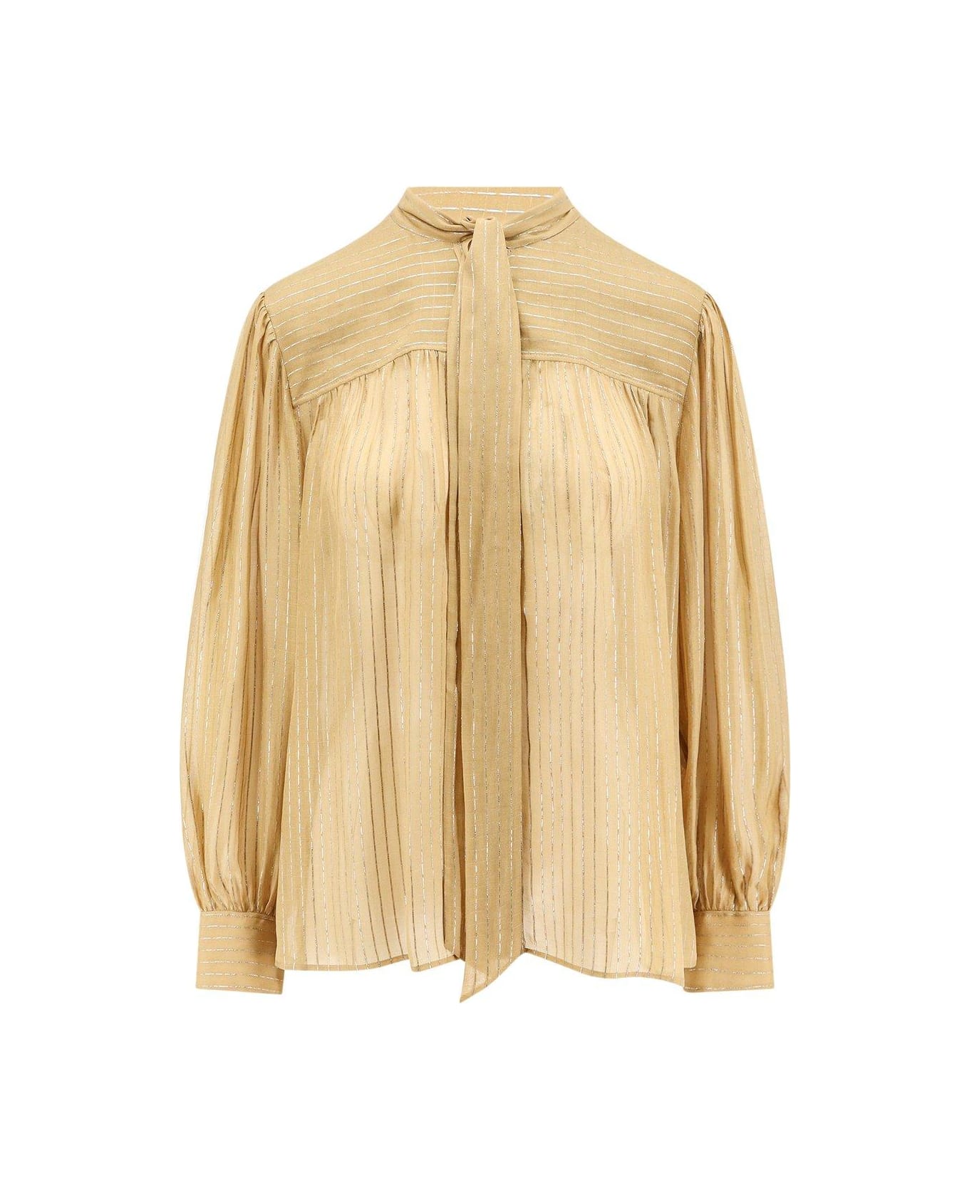 Chloé Tie-neck Striped Blouse - Beige