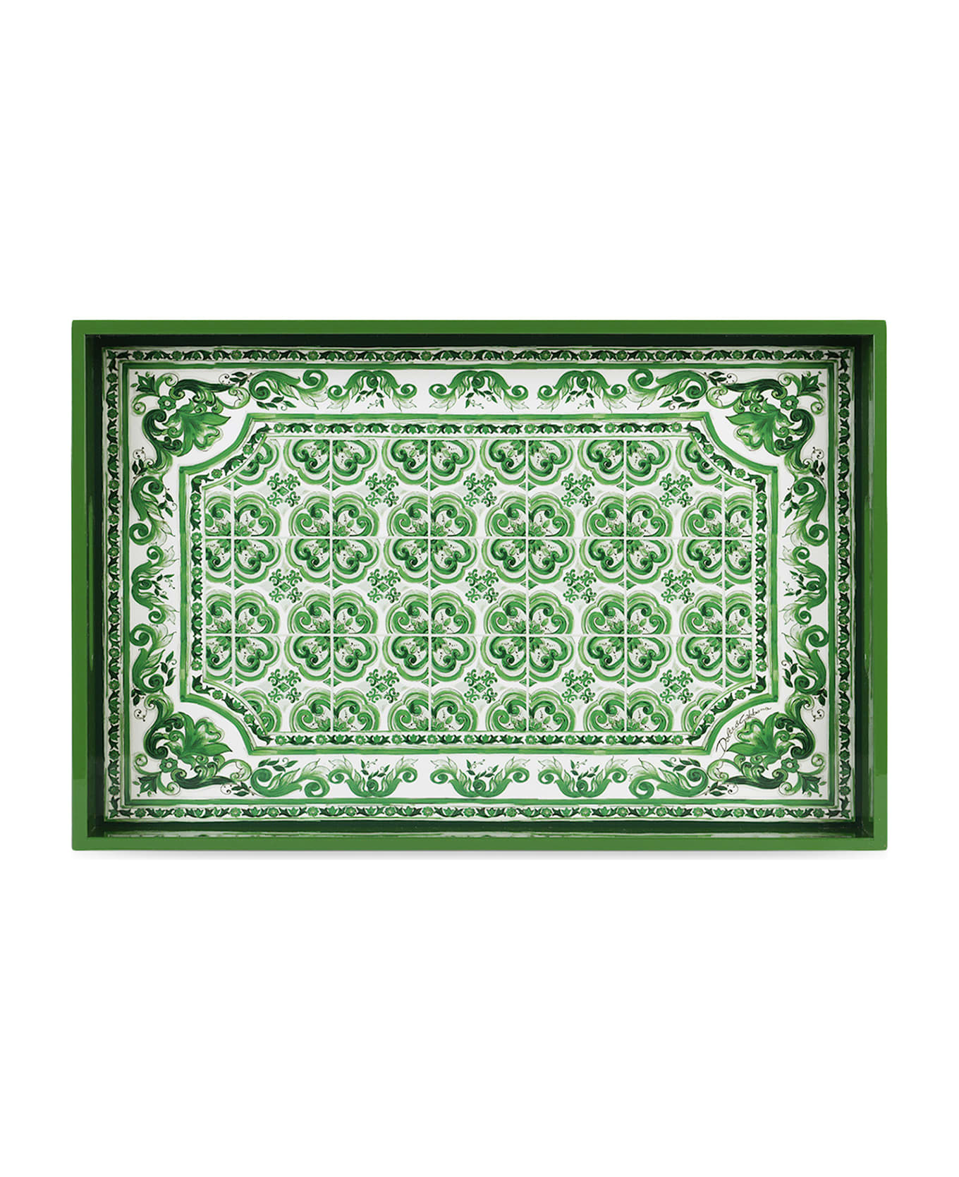 Dolce & Gabbana Rectangular Tray - Bianco e Verde