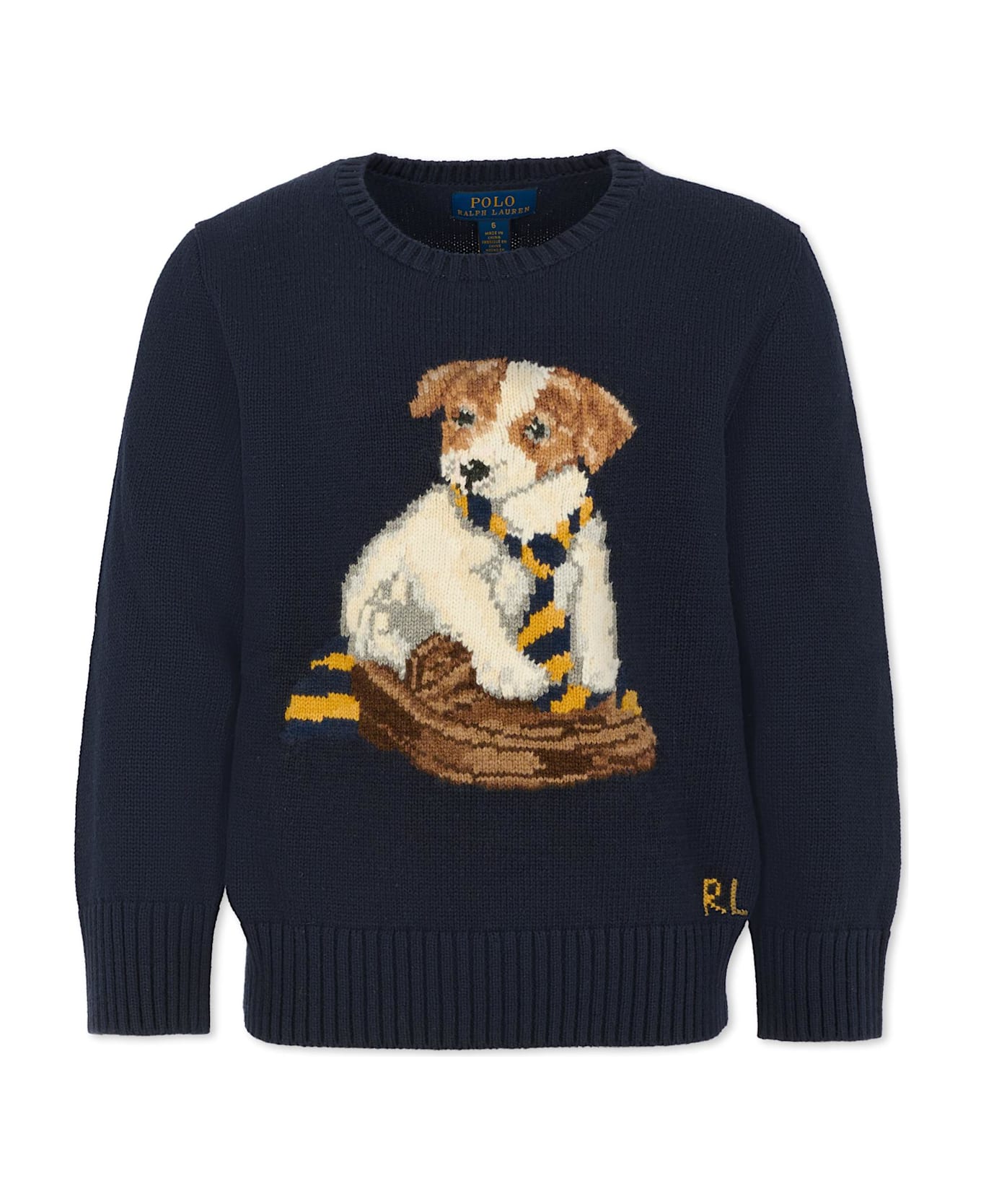 Ralph Lauren Blue Sweater For Boy With Dog - Blue ニットウェア＆スウェットシャツ