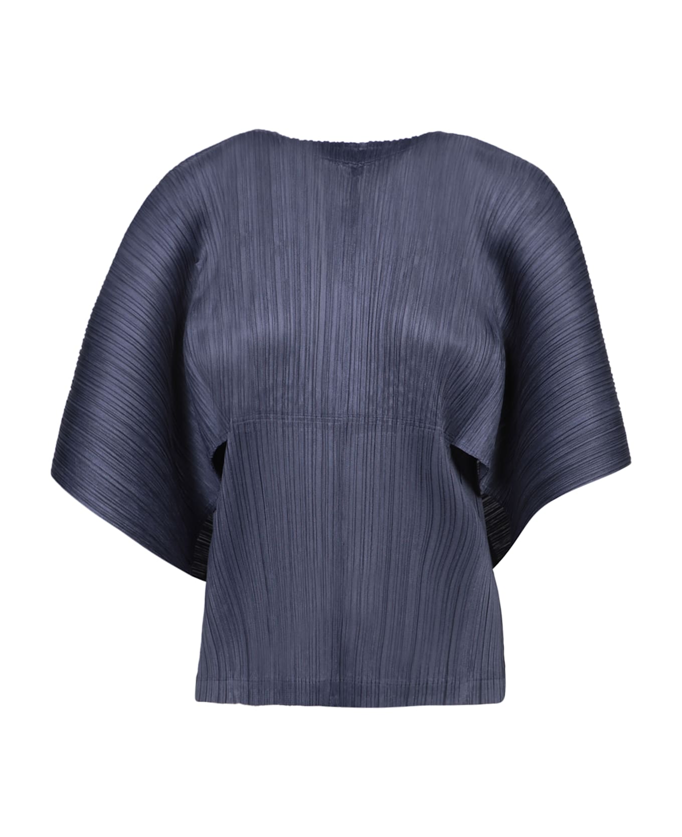 Issey Miyake Pleated Grey-blue Zip Cardigan - Blue