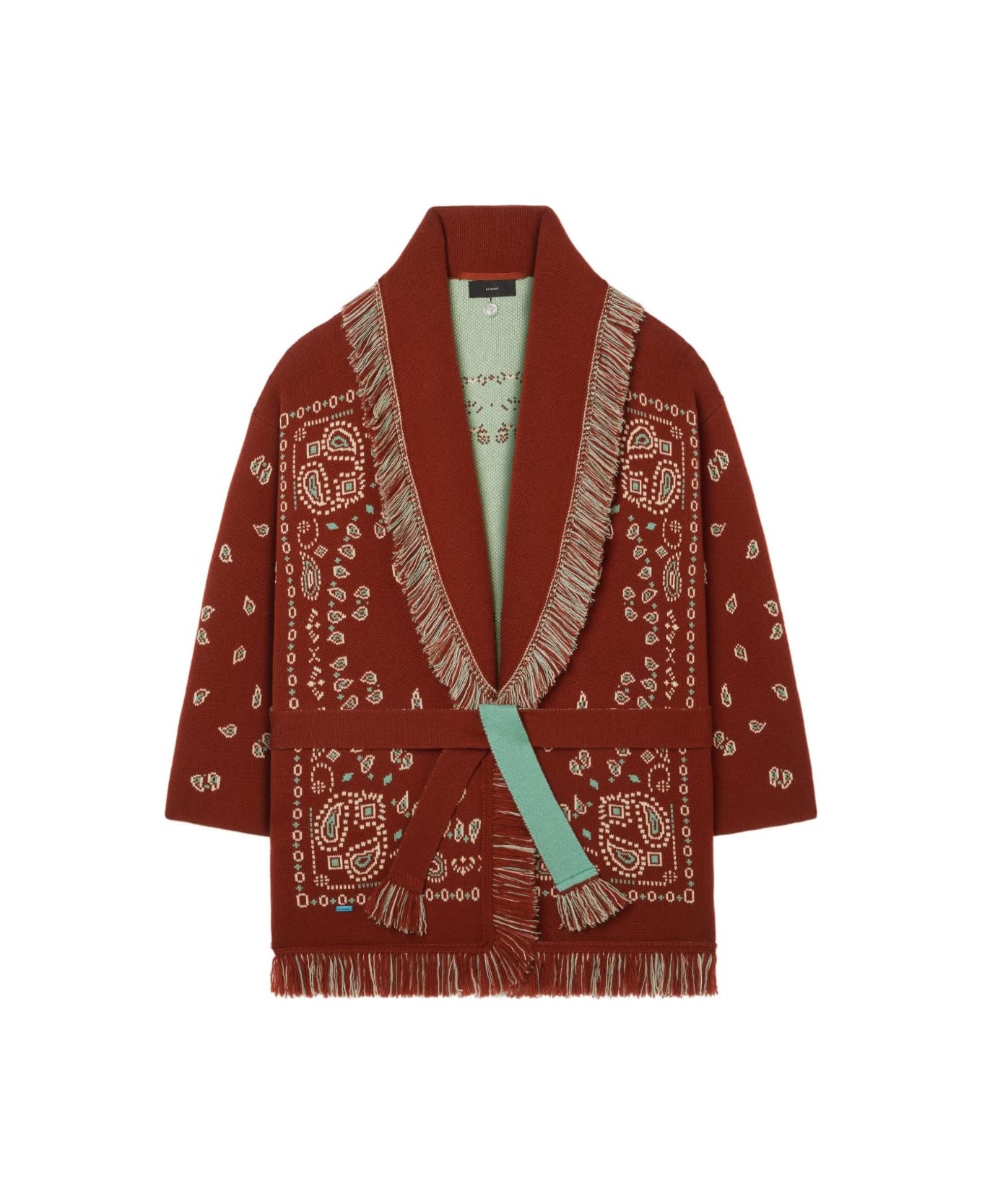 Alanui Bandana Jacquard Cashmere Cardigan - Red
