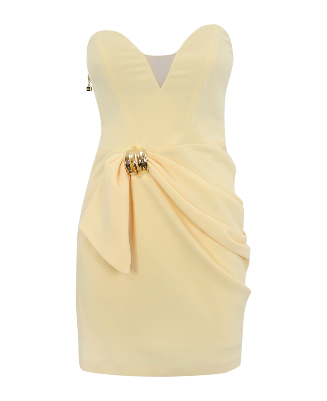 Elisabetta Franchi Crepe Dress With Macro Bow - Lemonade