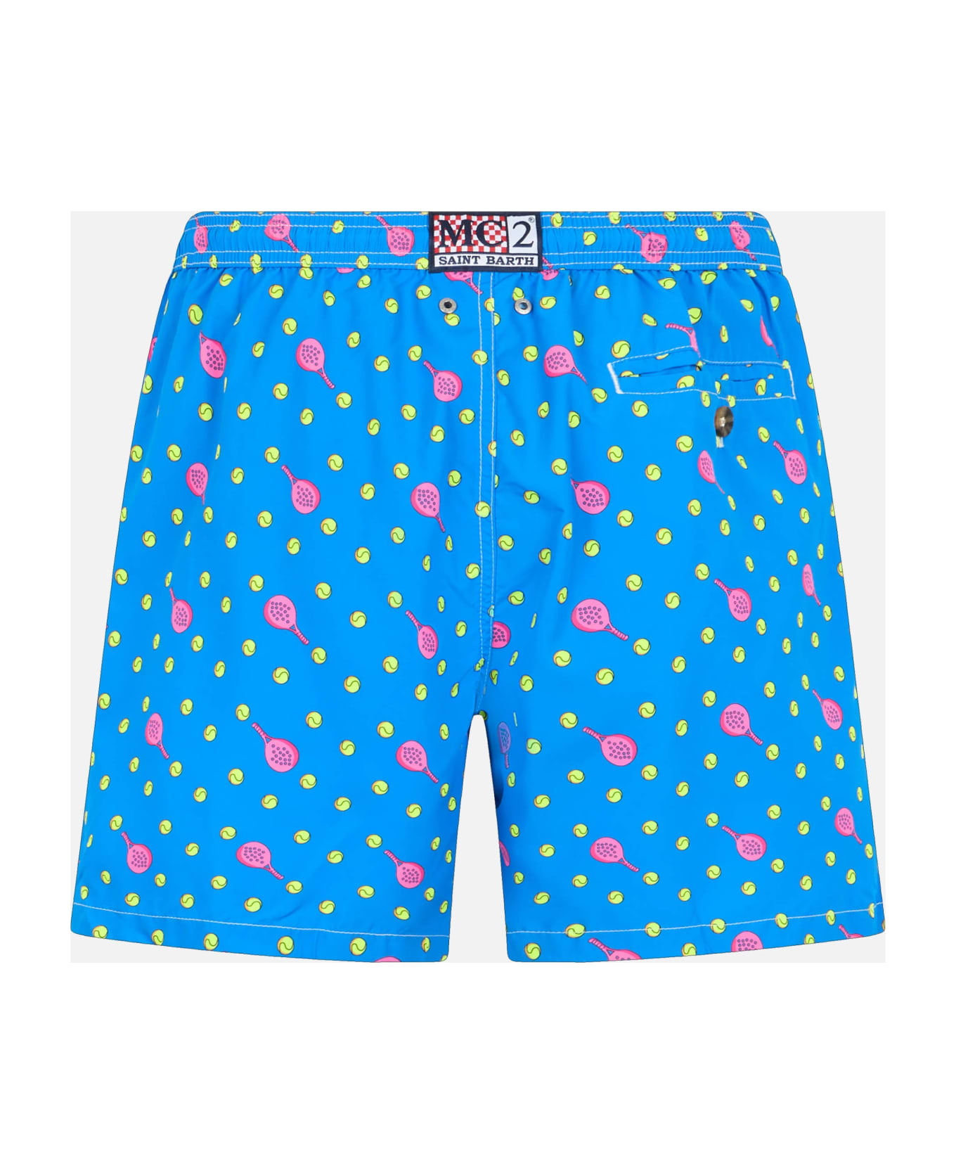 MC2 Saint Barth Man Lightweight Fabric Swim-shorts Lighting Micro Fantasy With Padel Print - SKY