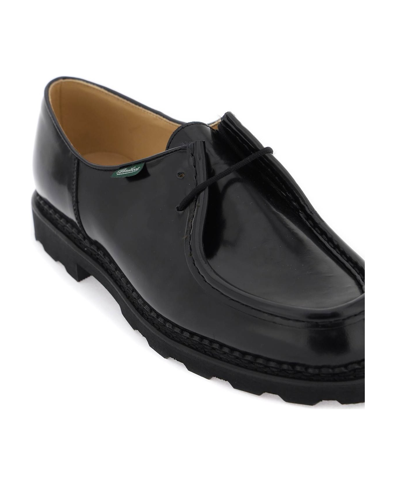 Paraboot Leather 'michael' Derby Shoes - Noire Gloss Noir ローファー＆デッキシューズ