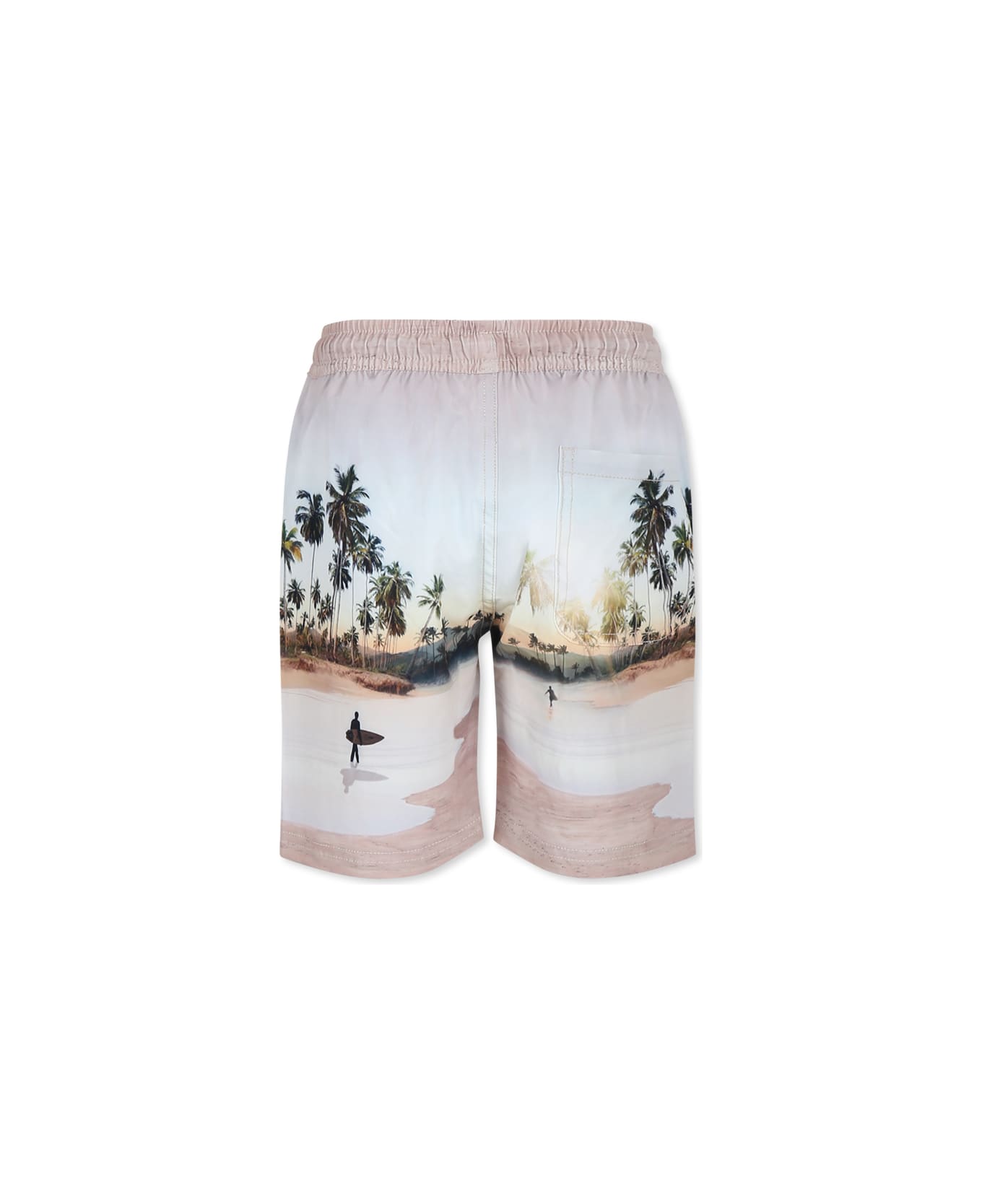 Molo Ivory Swim Shorts For Boy With Palm Tree - Ivory
