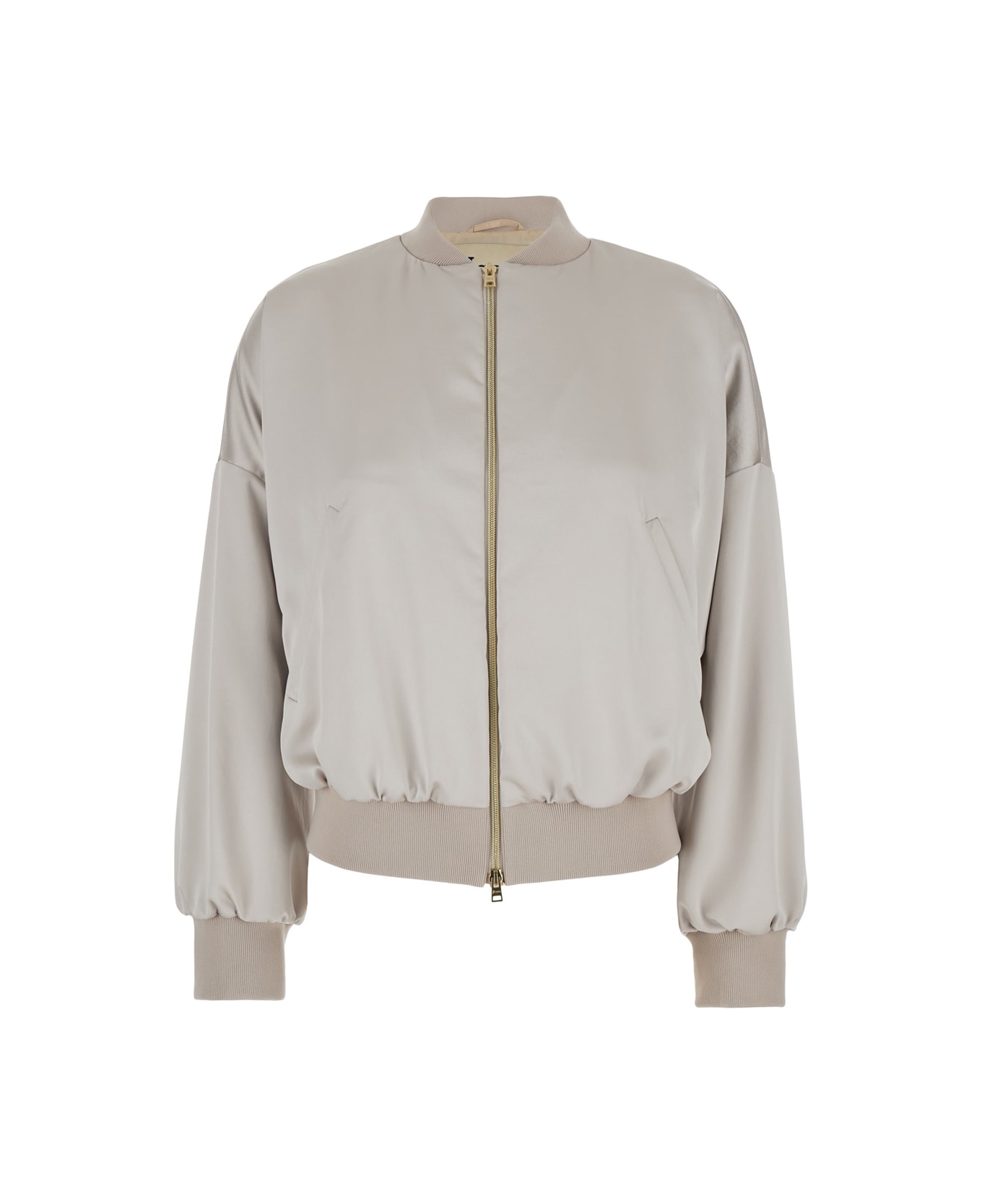 Herno Beige Jacket With Logo And Ribbed Trim In Techno Fabric Woman - Beige