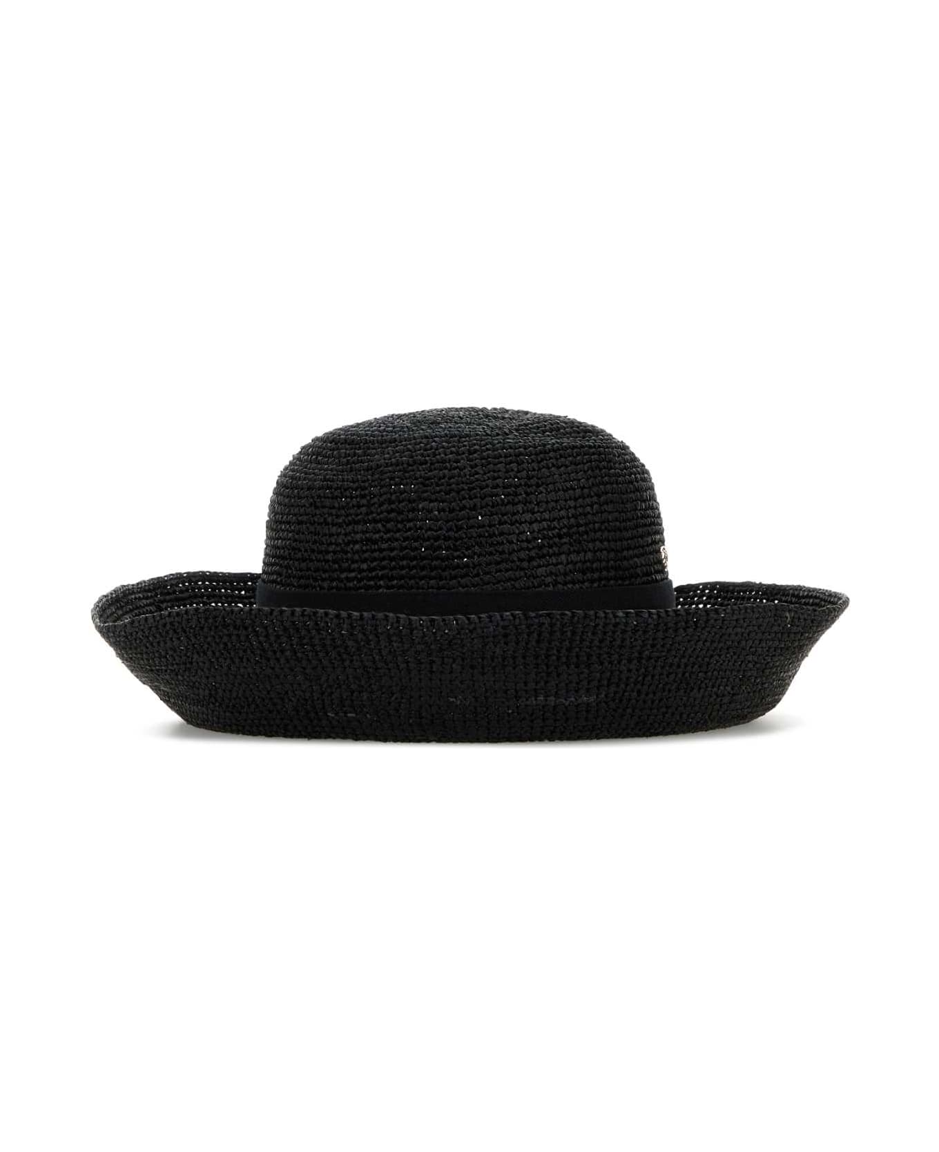 Helen Kaminski Black Raffia Provence Hat - CHARCOAL