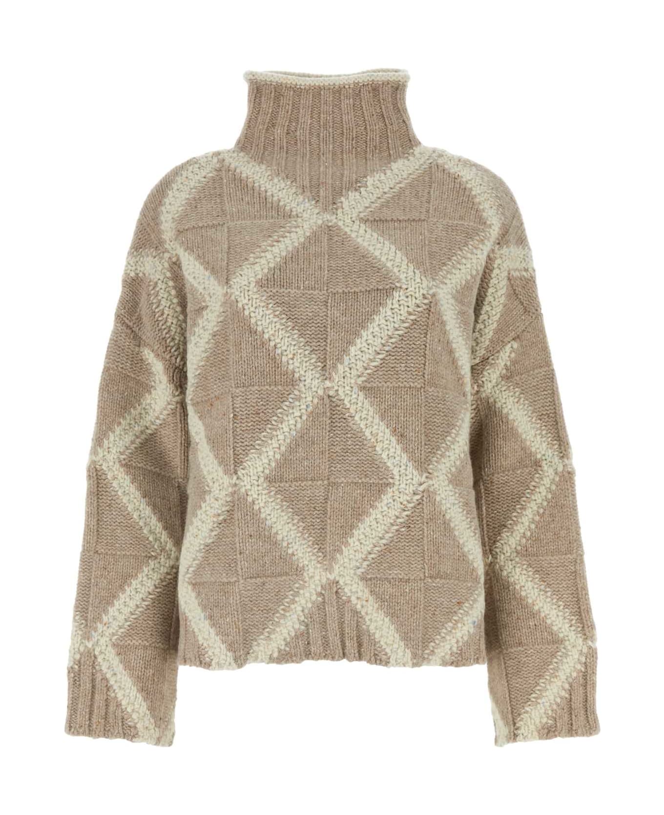 Bottega Veneta Two-tone Wool Sweater - Brown