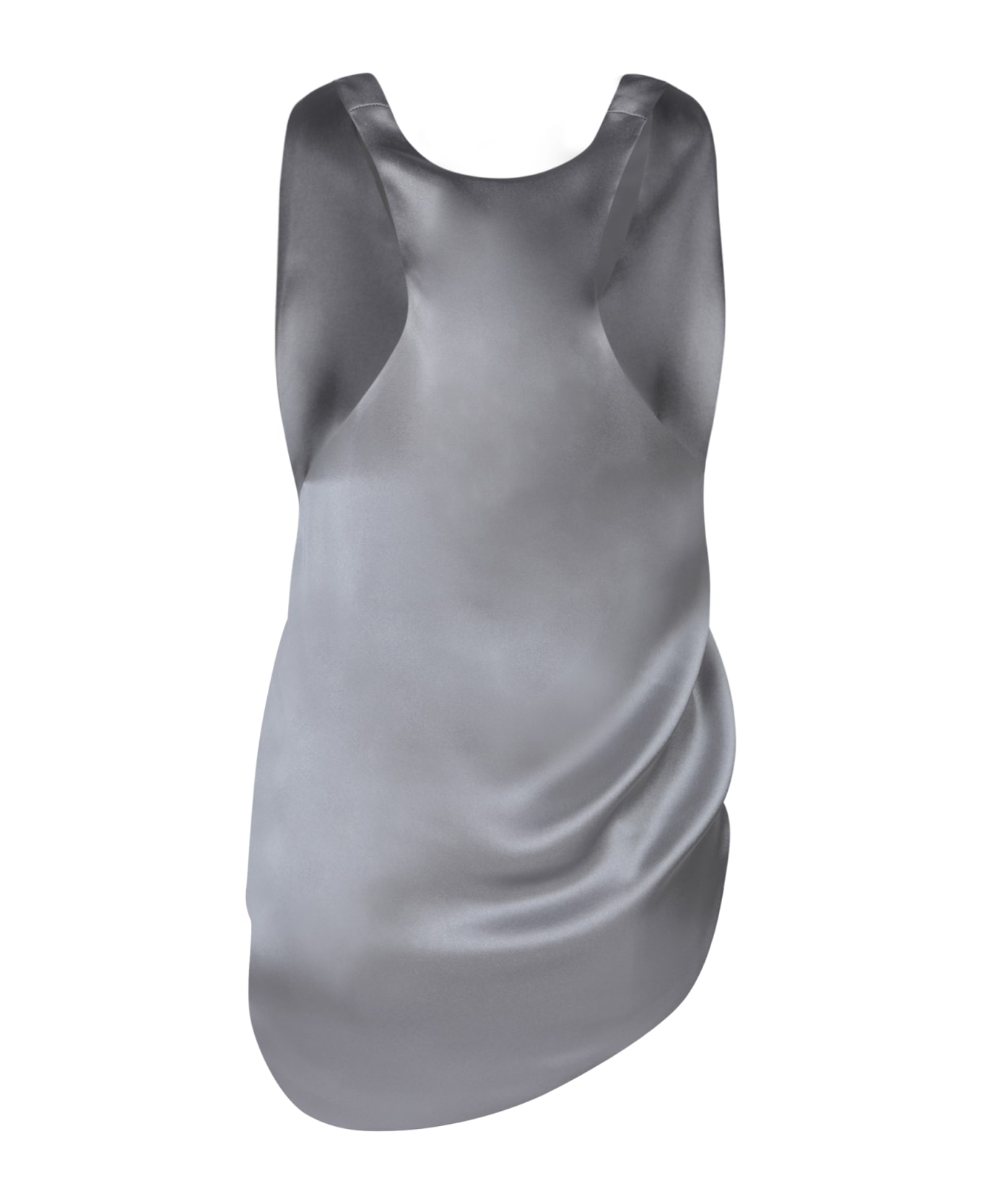 Rev Light Grey Asymmetric Satin Top - Grey