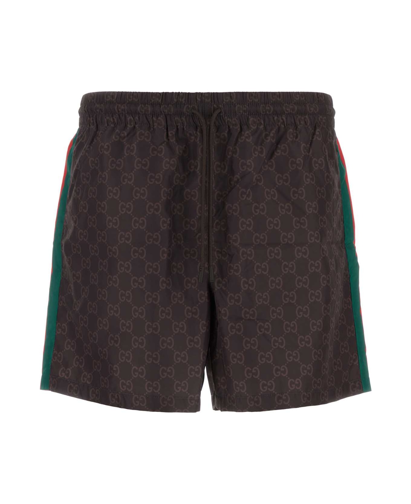 Gucci Printed Polyester Swimming Shorts - BROWNDARKBROWNMC