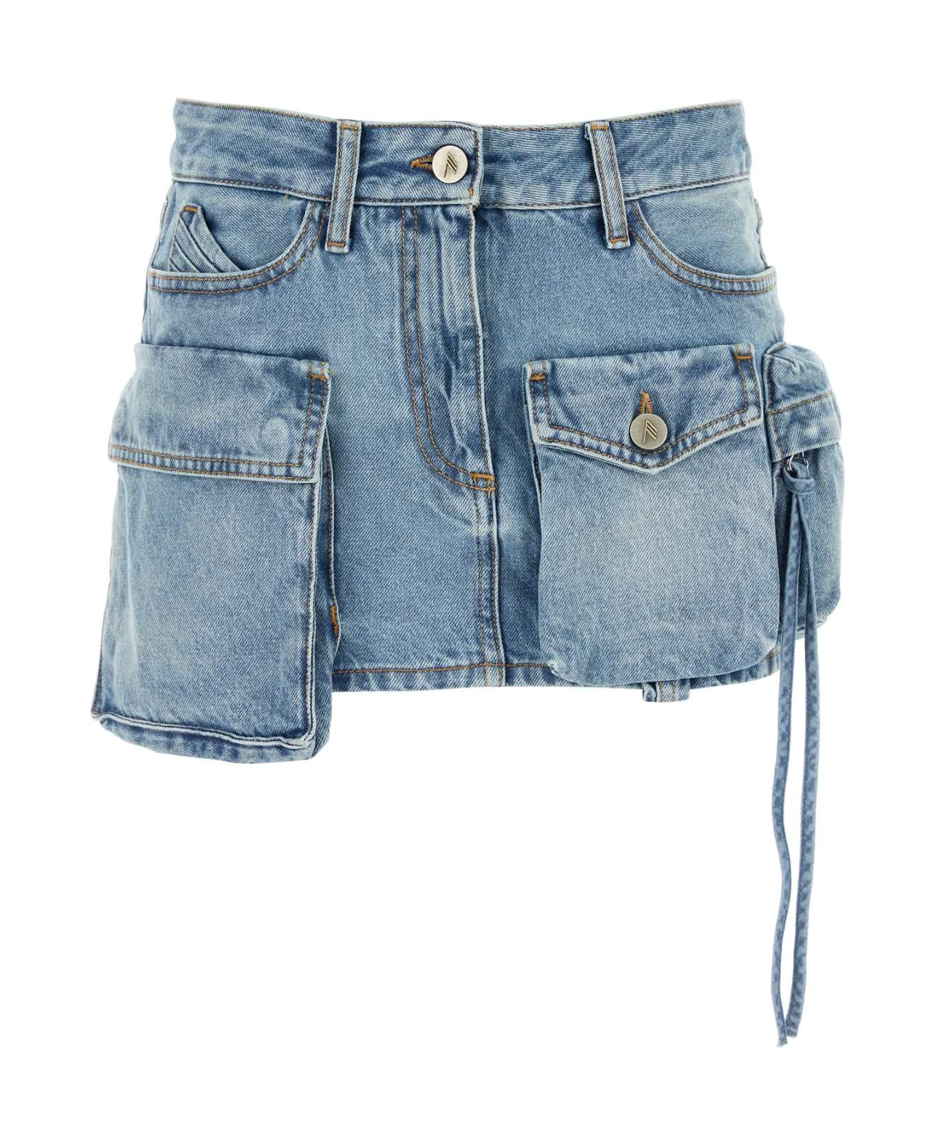 The Attico Denim Mini Skirt - SKYBLUE