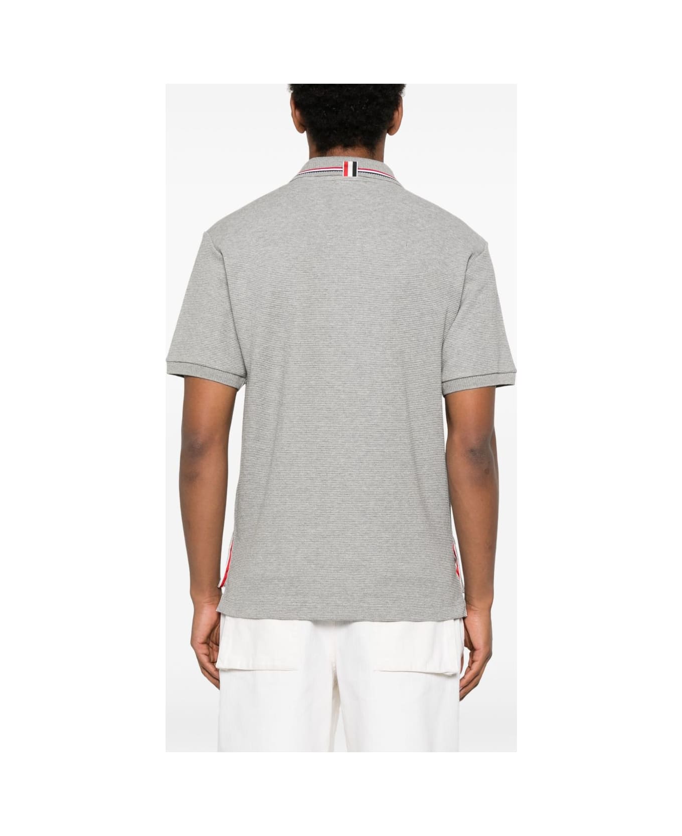 Thom Browne Rwb Cotton Polo Shirt - Light Grey