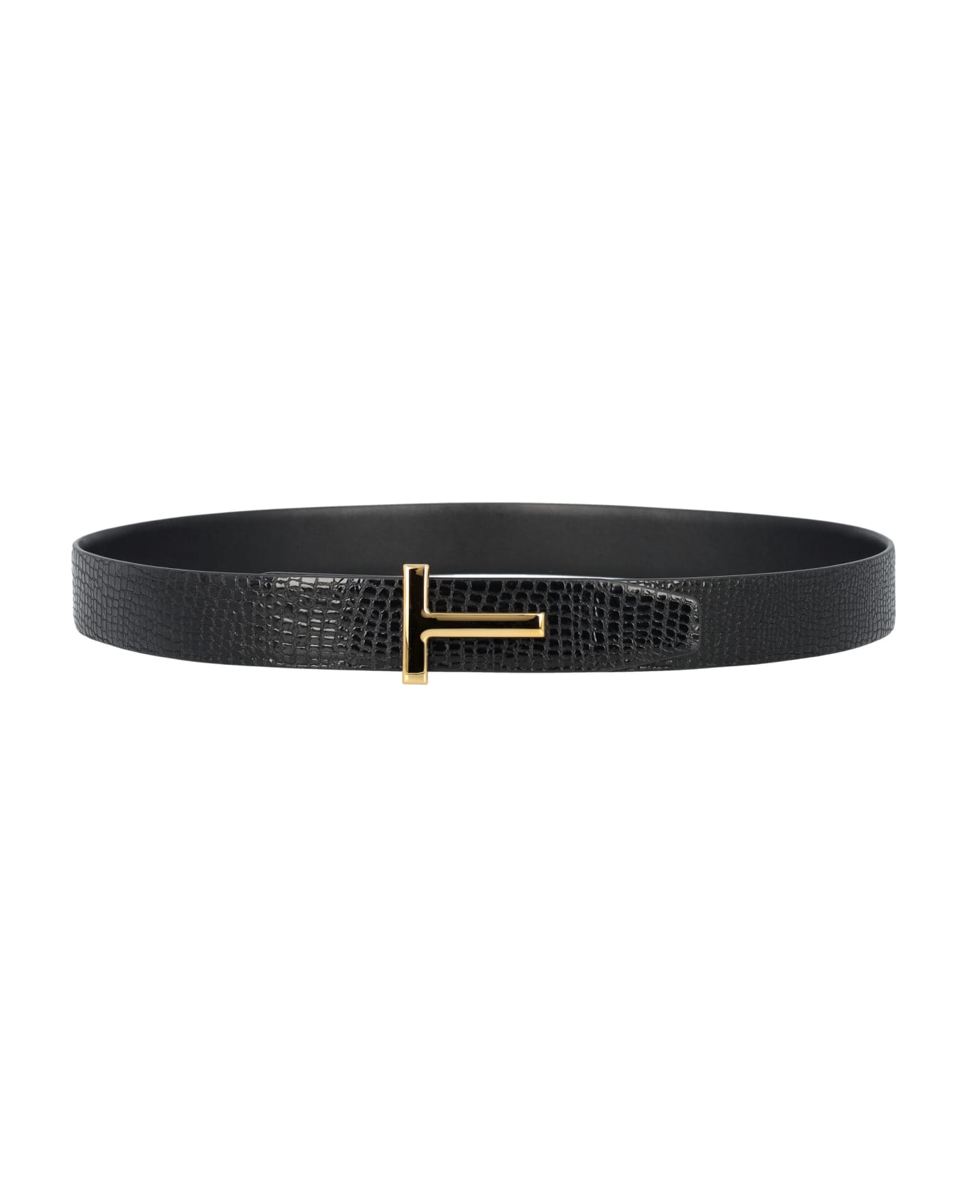 Tom Ford T Belt Reversible Printed Lizard - BLACK