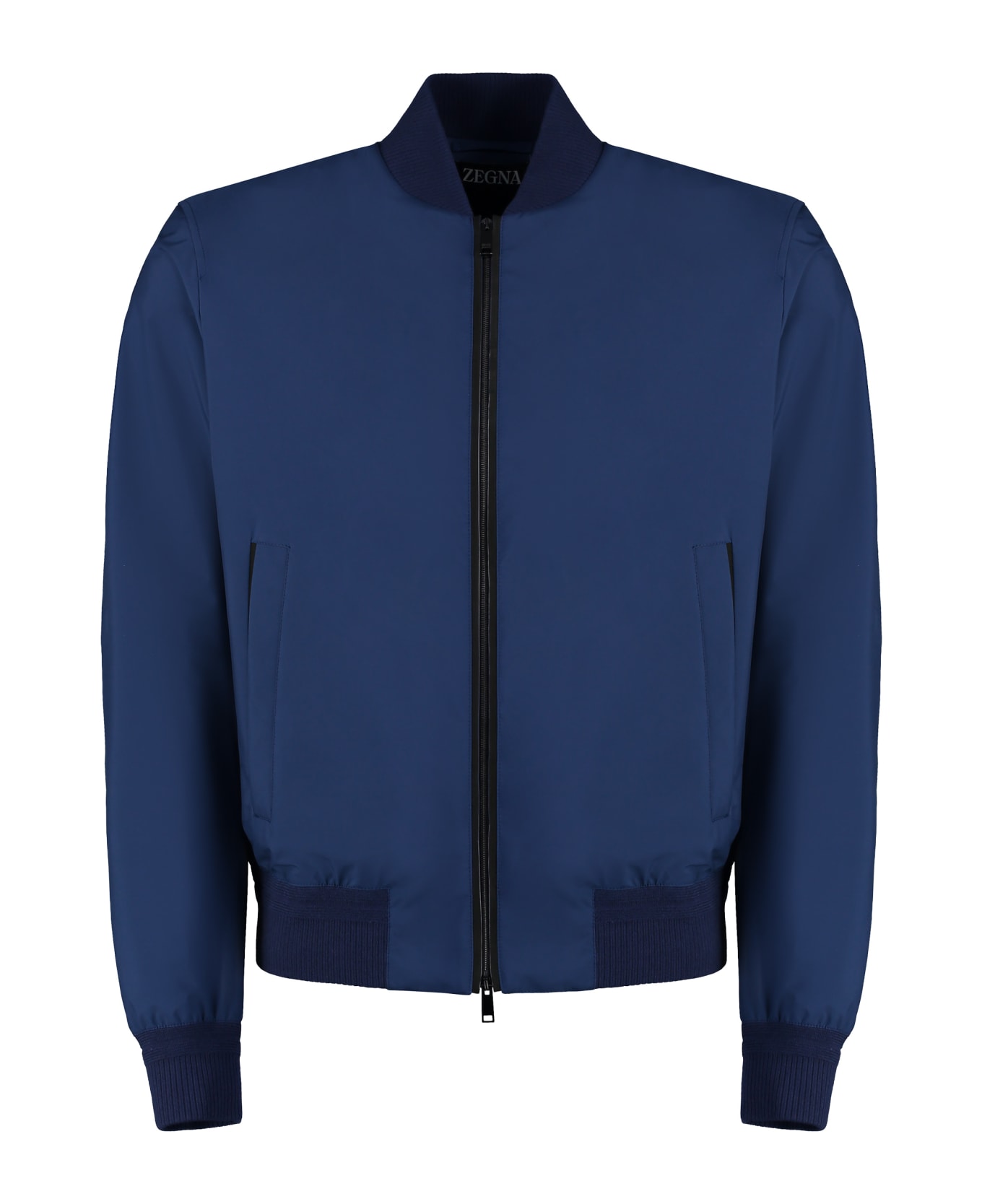 Zegna Bomber Jacket In Technical Fabric - blue
