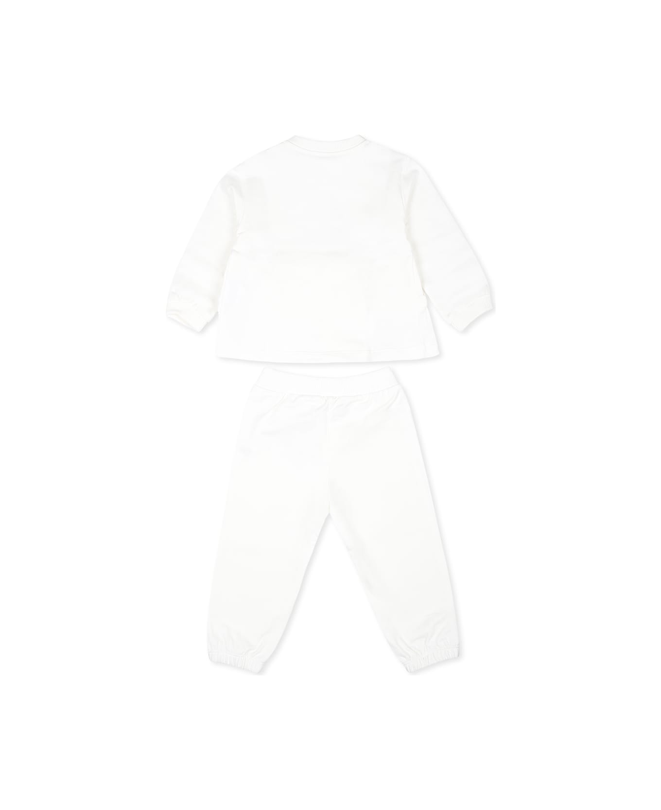 Moschino Ivory Suit For Baby Girl With Teddy Bear - White