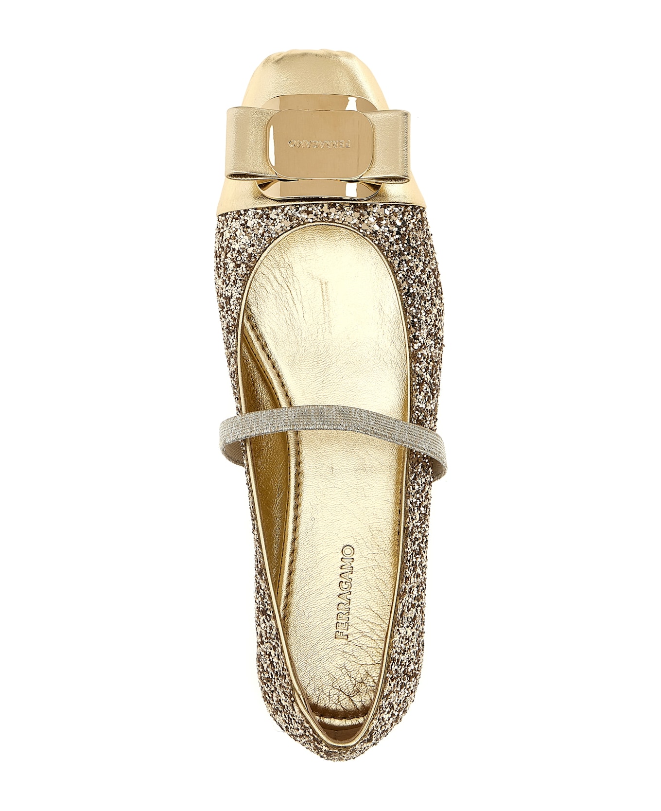 Ferragamo 'zina Toe' Ballet Flats - Gold