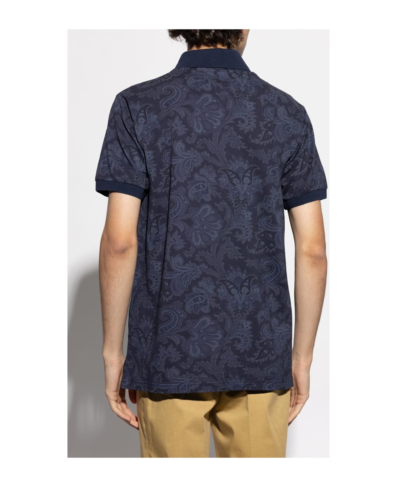 Etro Cotton Polo With Decorative Pattern - Blue