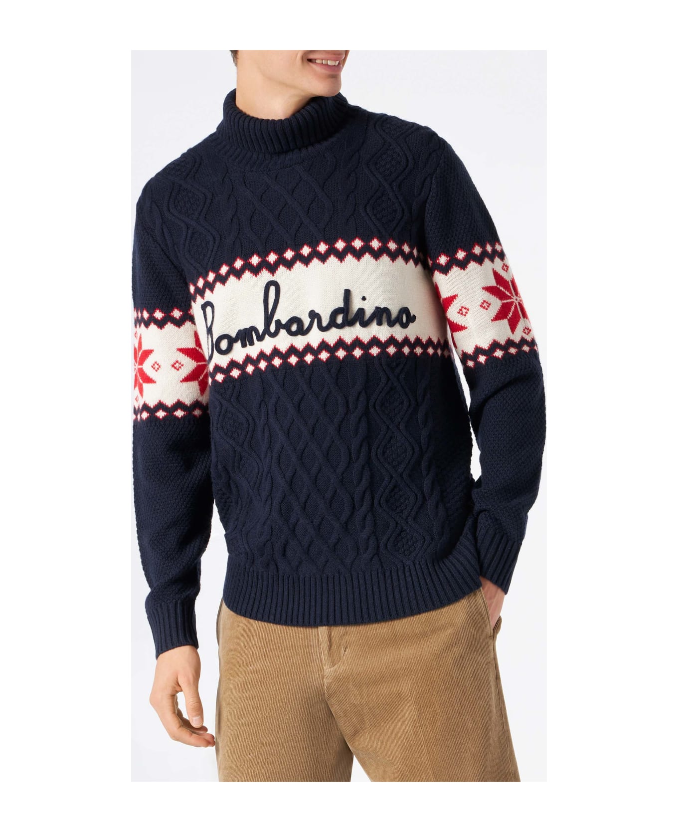 MC2 Saint Barth Half-turtleneck Sweater With Bombardino Lettering - BLUE