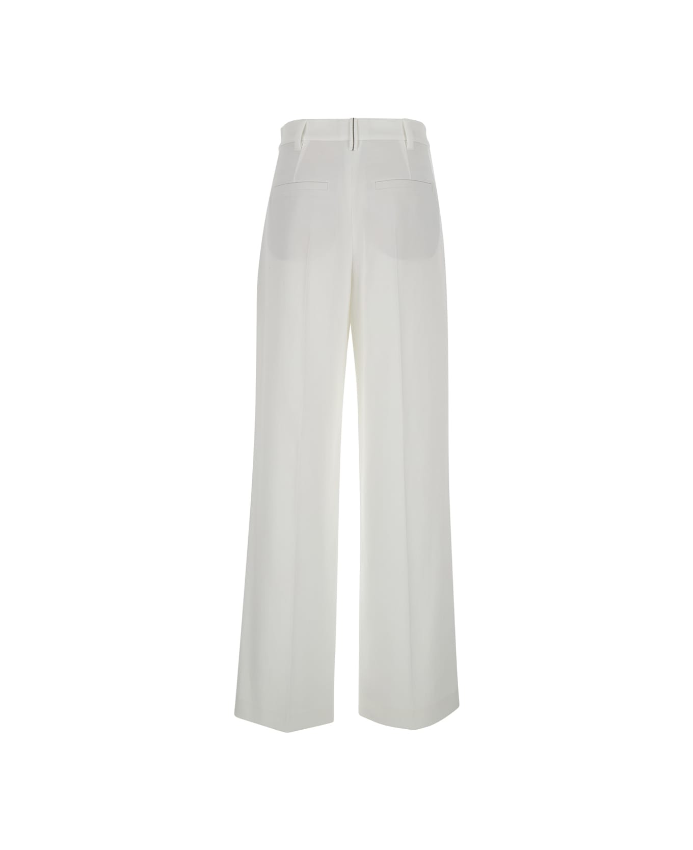 Brunello Cucinelli White Tailored Trousers In Cotton Woman - White ボトムス