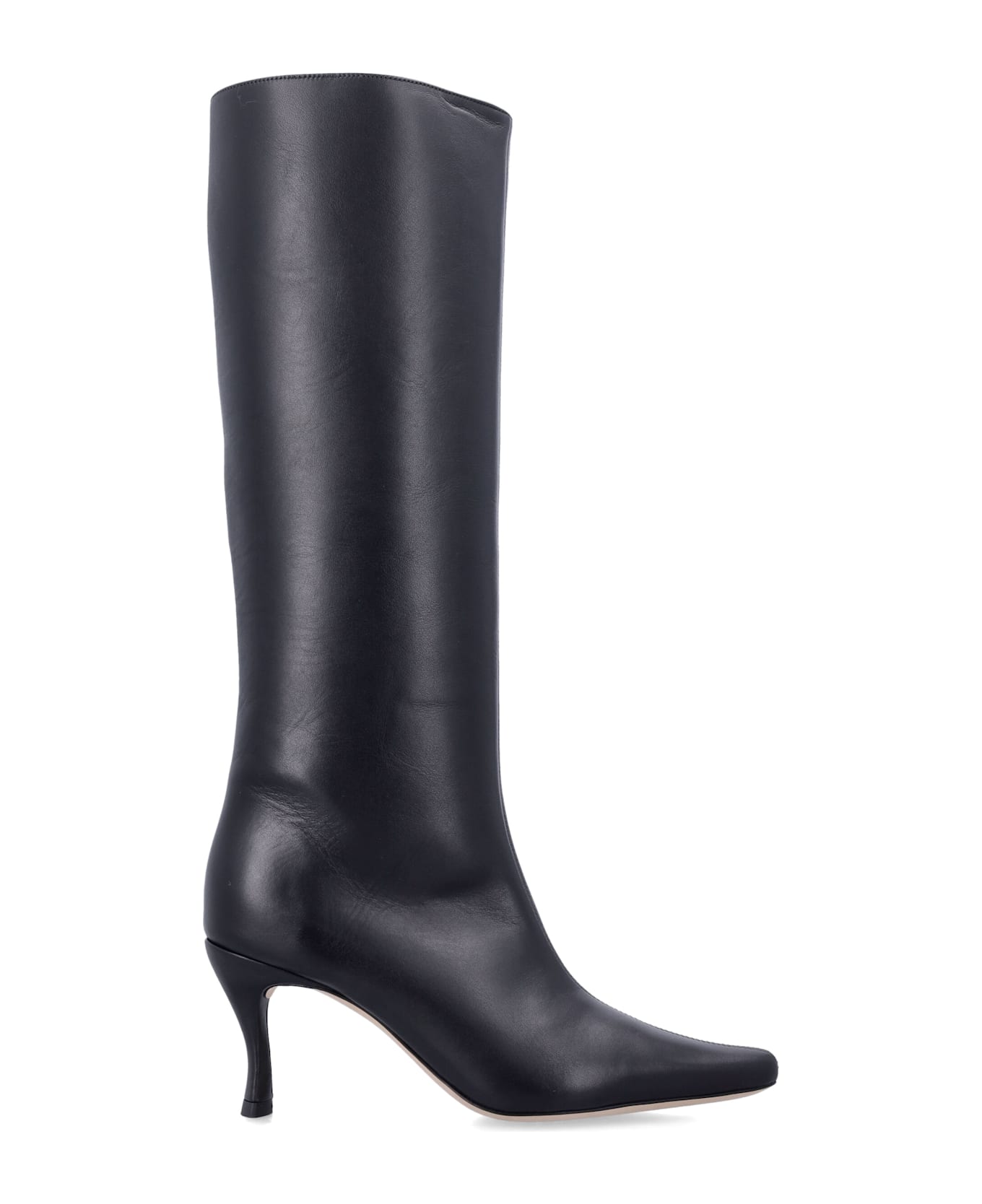 BY FAR Stevie 42 White Leather Boots - BLACK