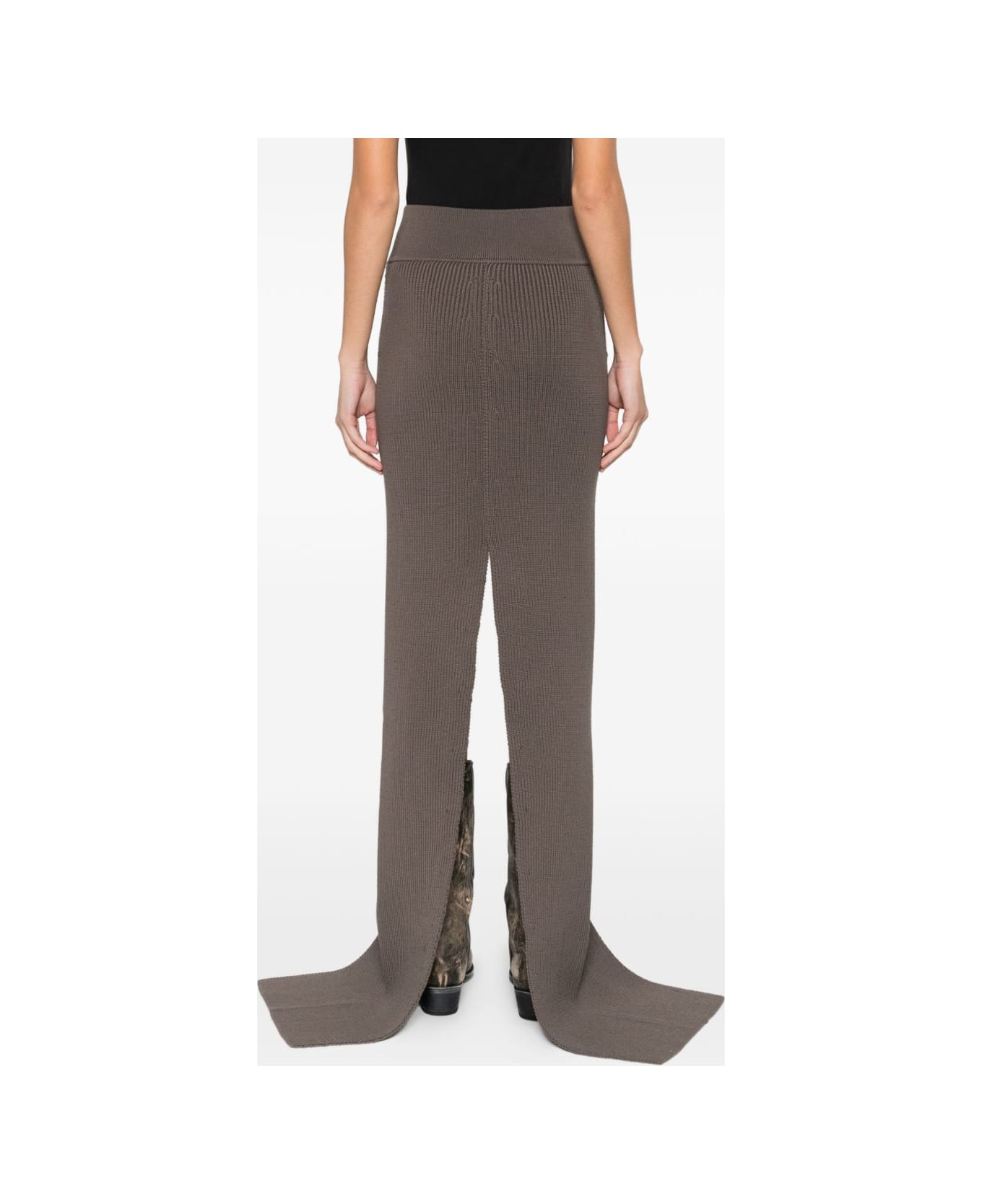 Rick Owens Wool Long Skirt - Grey