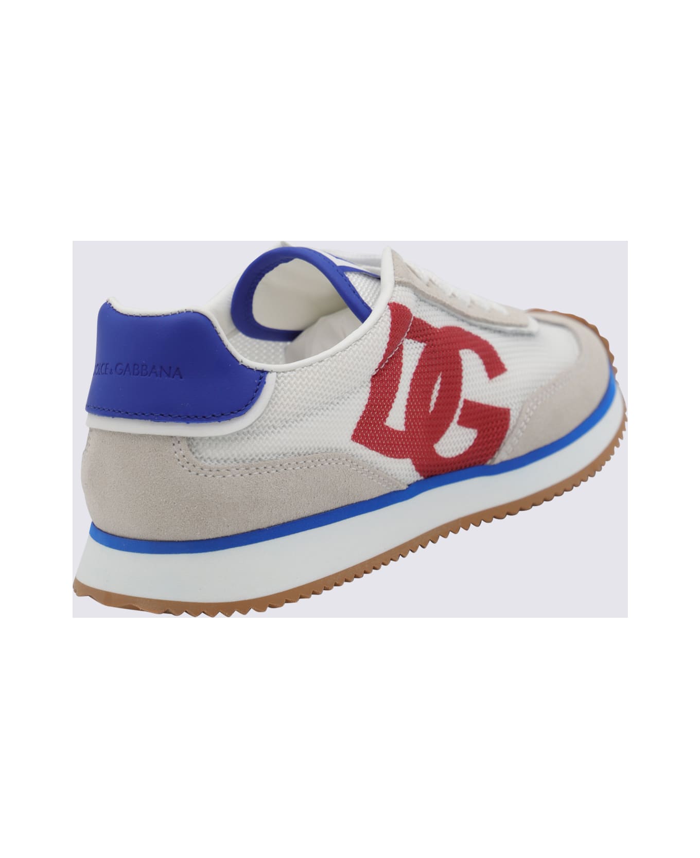 Dolce & Gabbana White And Blue Sneakers - Red