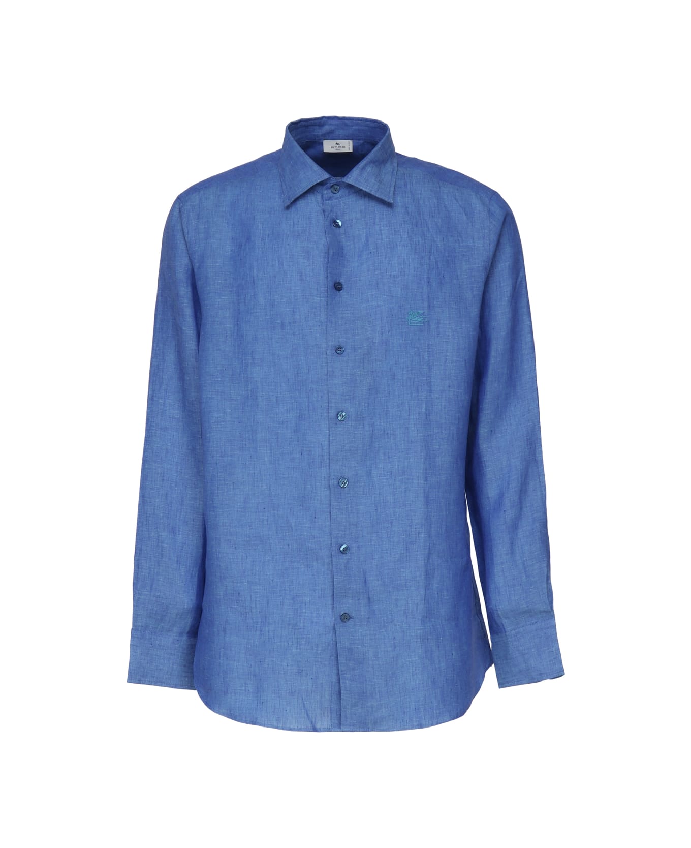 Etro Linen Shirt With Logo - Blue