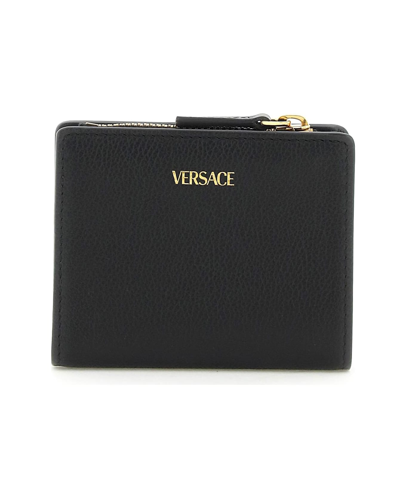 Versace La Medusa Wallet In Black Leather - Nero-oro Versace