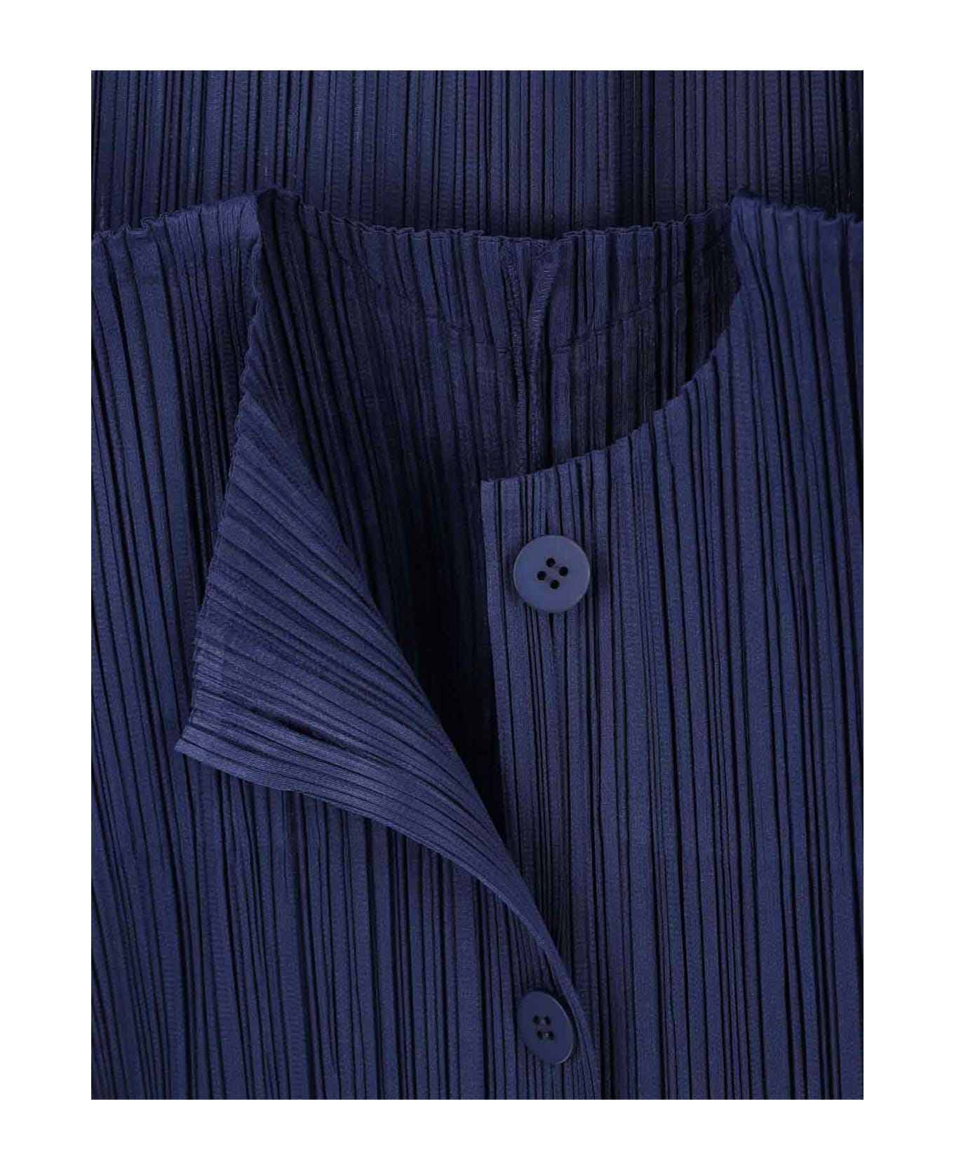 Pleats Please Issey Miyake 
february
 Pleated Coat - Blue