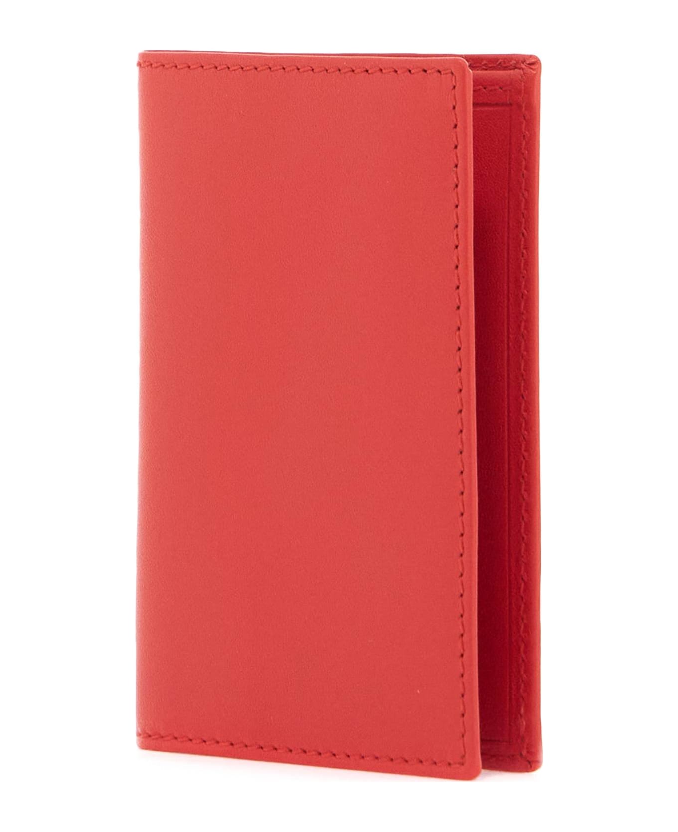 Comme des Garçons Wallet Leather Compact Wallet - ORANGE