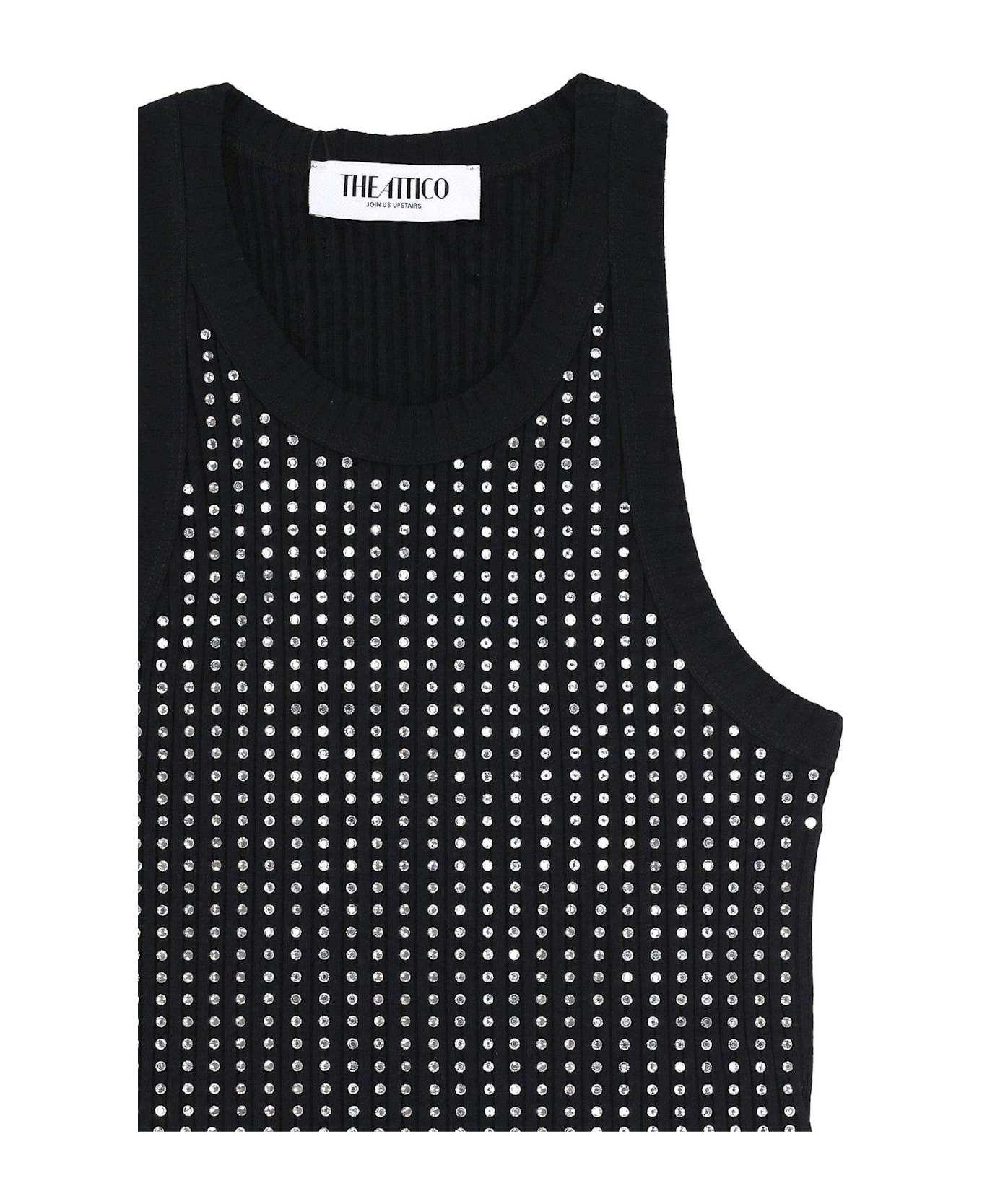 The Attico Jersey Ribbed Tank Top - BLACK