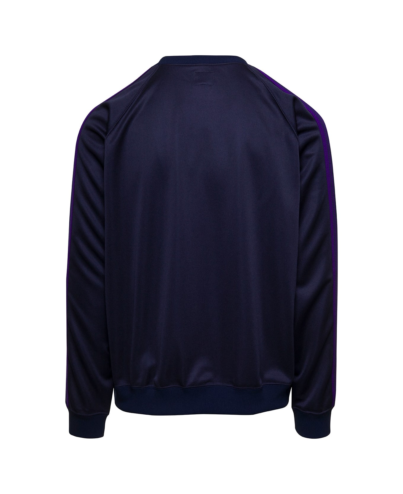 Needles Blue Crewneck Sweatshirt With Embroidered Logo In Jersey Man - Blu