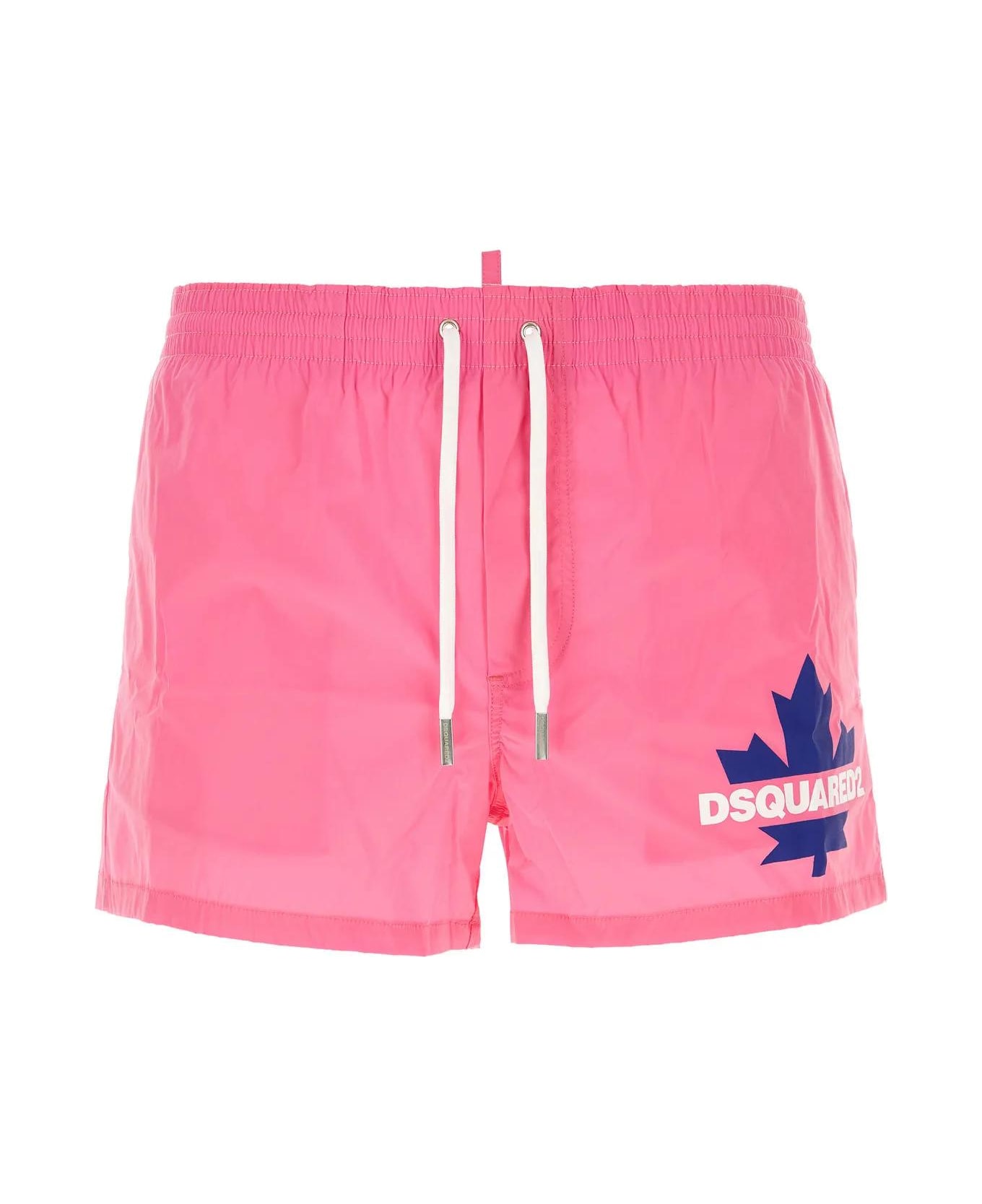 Dsquared2 Fuchsia Stretch Nylon Swimming Shorts - Rosa
