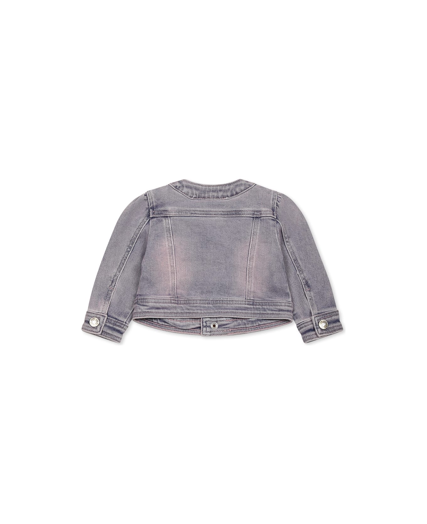 Monnalisa Denim Jacket For Baby Girl With Roses - Denim