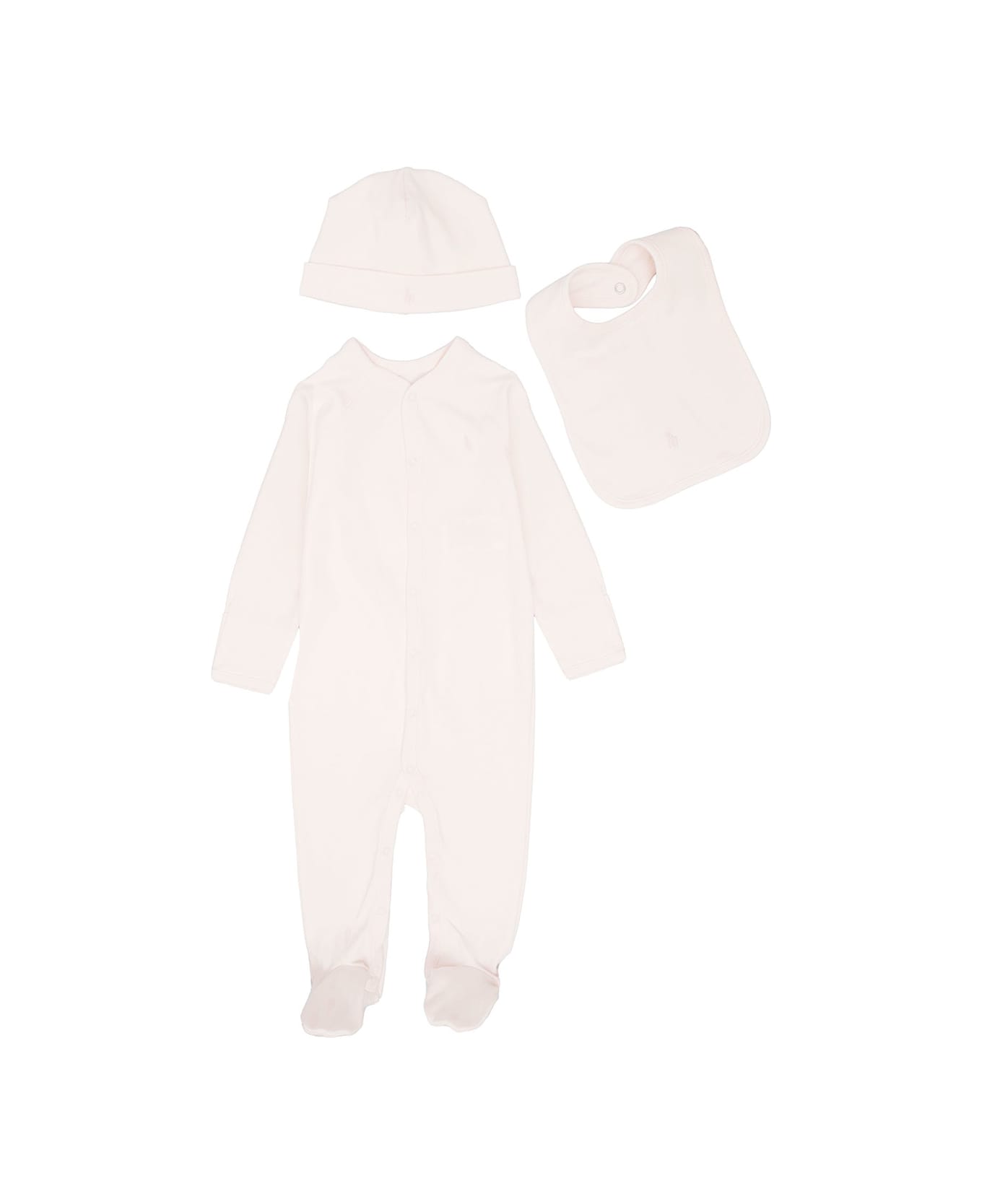 Polo Ralph Lauren Pink Cotton Suit With Logo Jacquard Polo Ralph Lauren Baby Girl - Pink