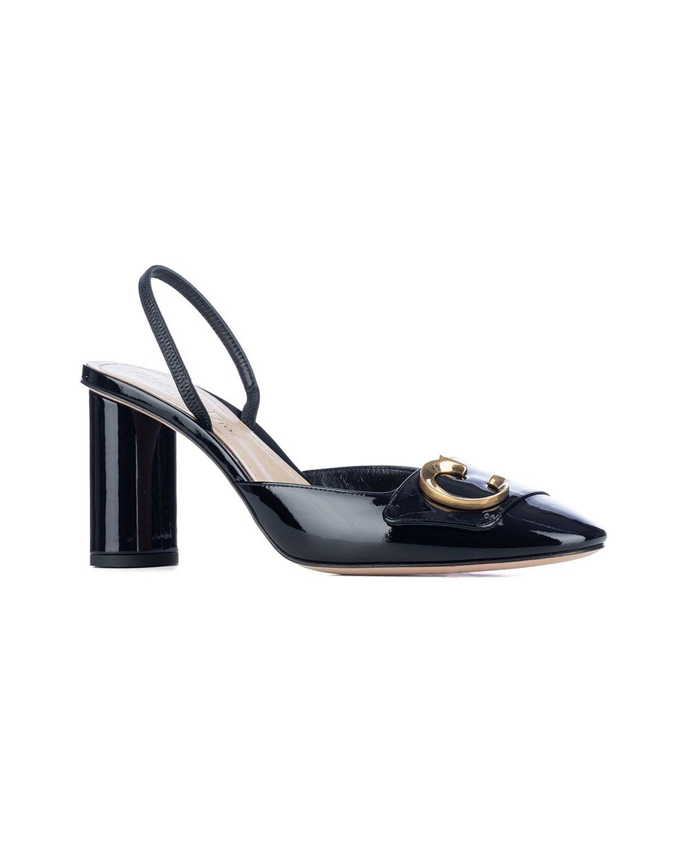 Christian Dior Logo Plaque Round Toe Pumps